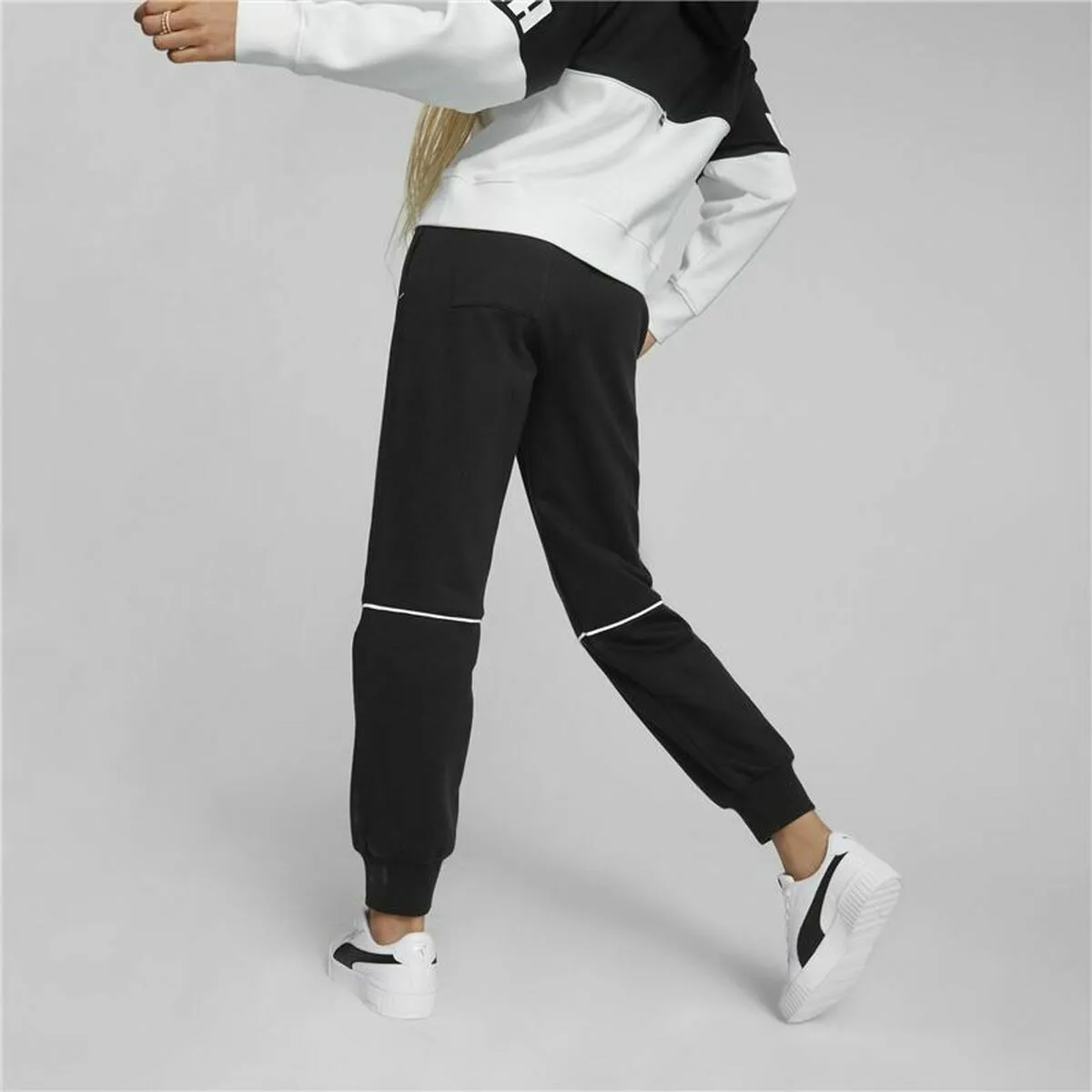 Adult's Tracksuit Bottoms Puma Colorblock  Black Lady