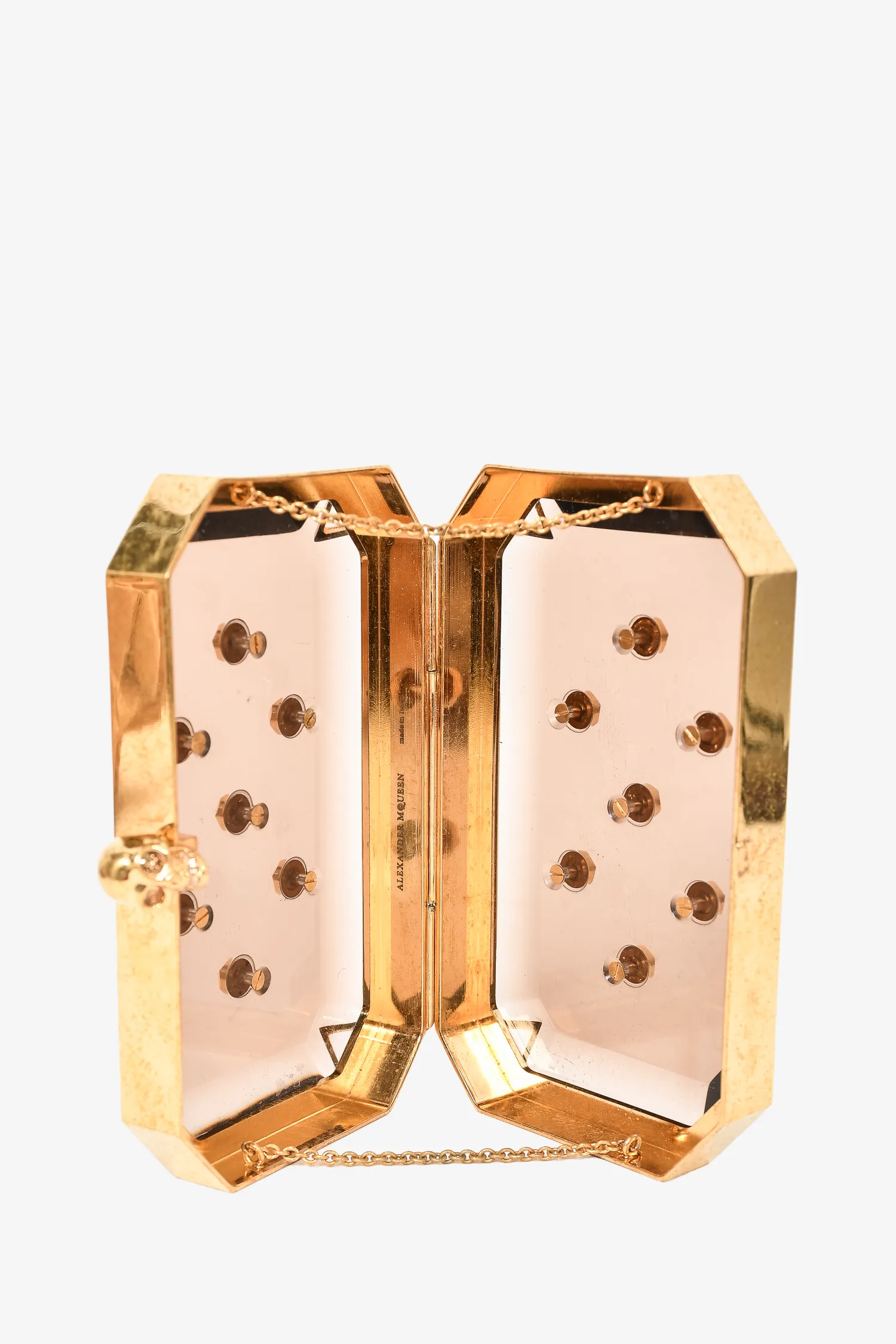 Alexander McQueen Brown Acrylic/Gold Studded Mini Clutch