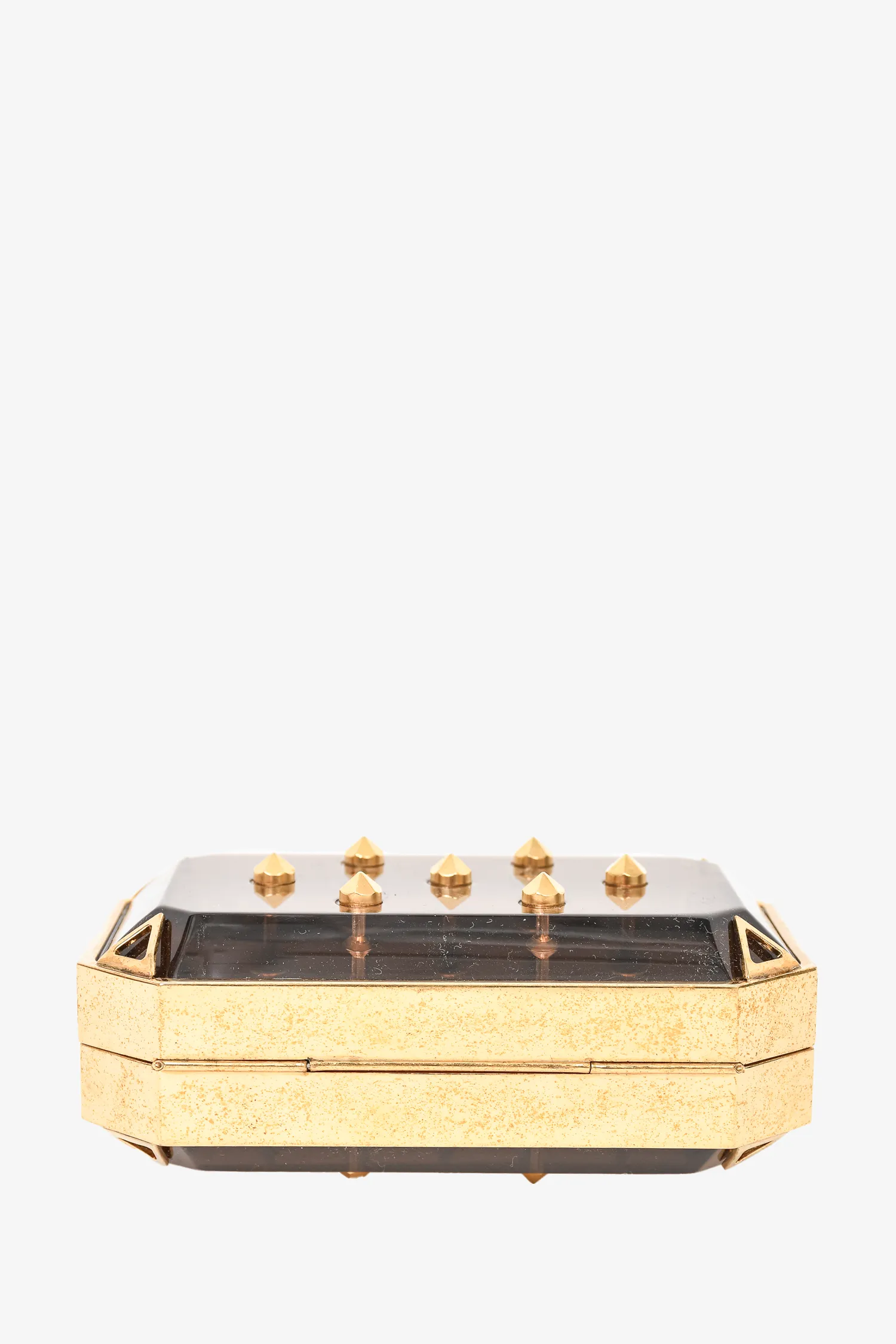 Alexander McQueen Brown Acrylic/Gold Studded Mini Clutch