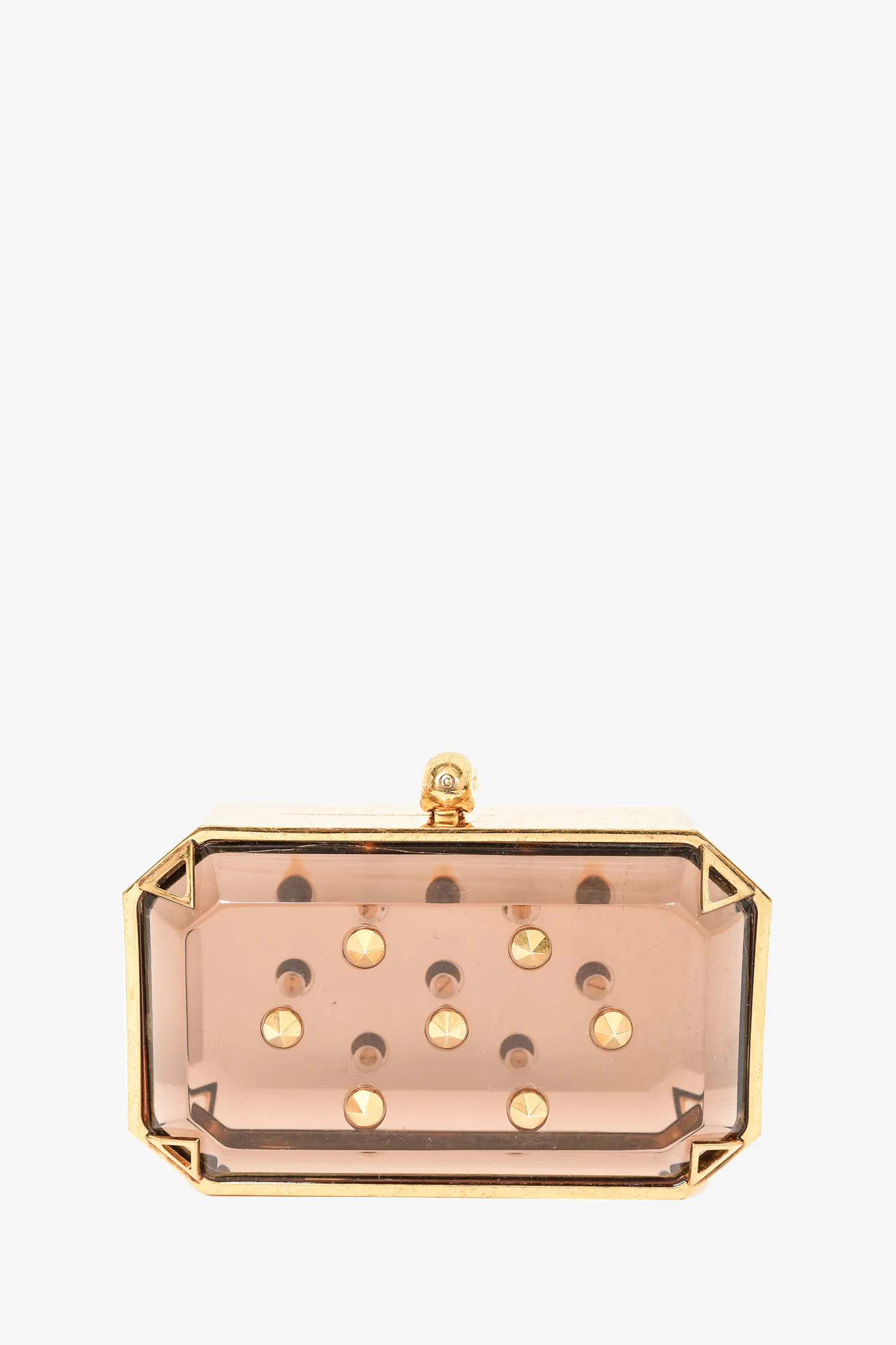 Alexander McQueen Brown Acrylic/Gold Studded Mini Clutch