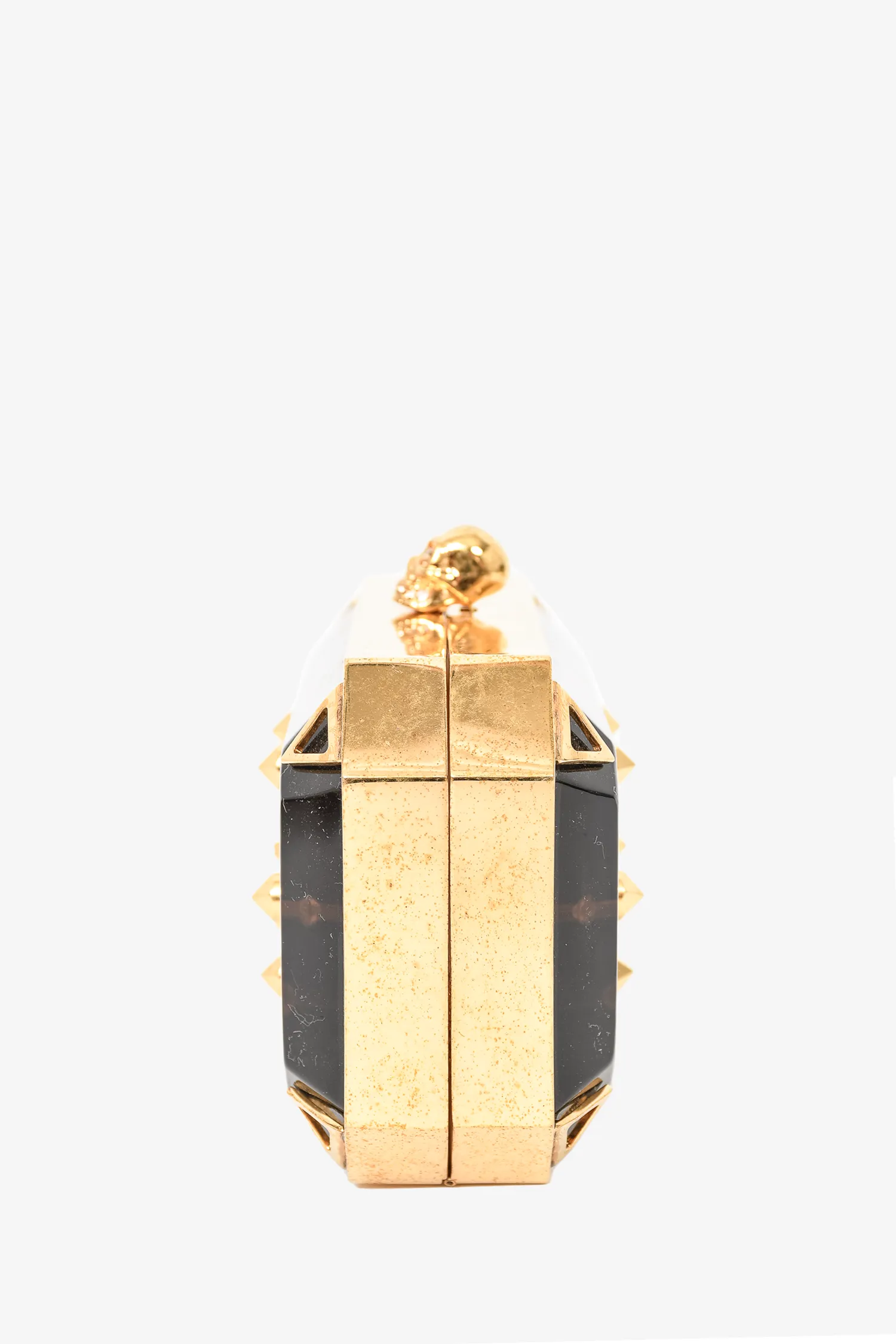 Alexander McQueen Brown Acrylic/Gold Studded Mini Clutch
