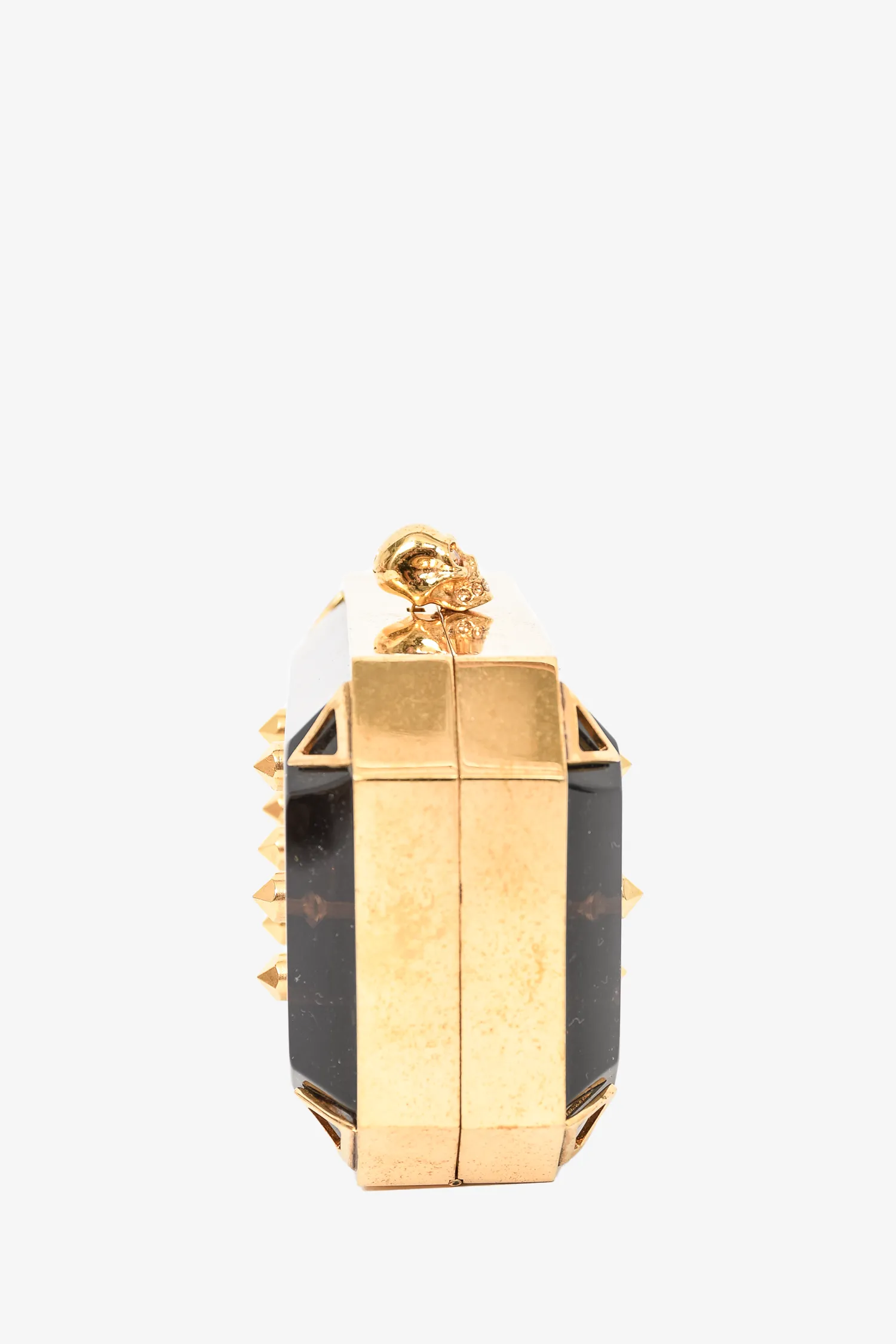 Alexander McQueen Brown Acrylic/Gold Studded Mini Clutch