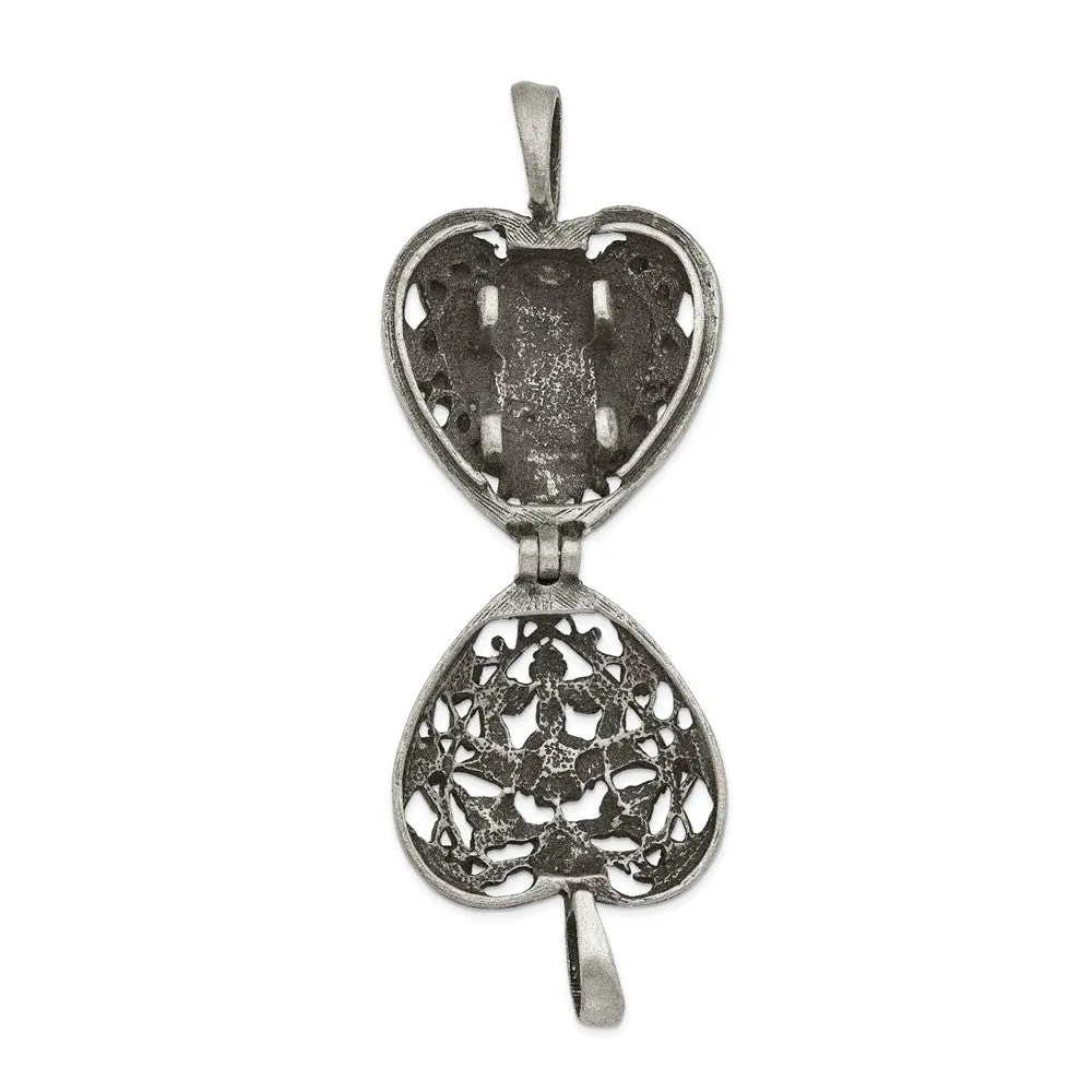 ALWAYS IN MY HEART" Silver-tone Antiqued Heart Locket Memorial with Brass Ash Holder - 24-inch Necklace with Message Card