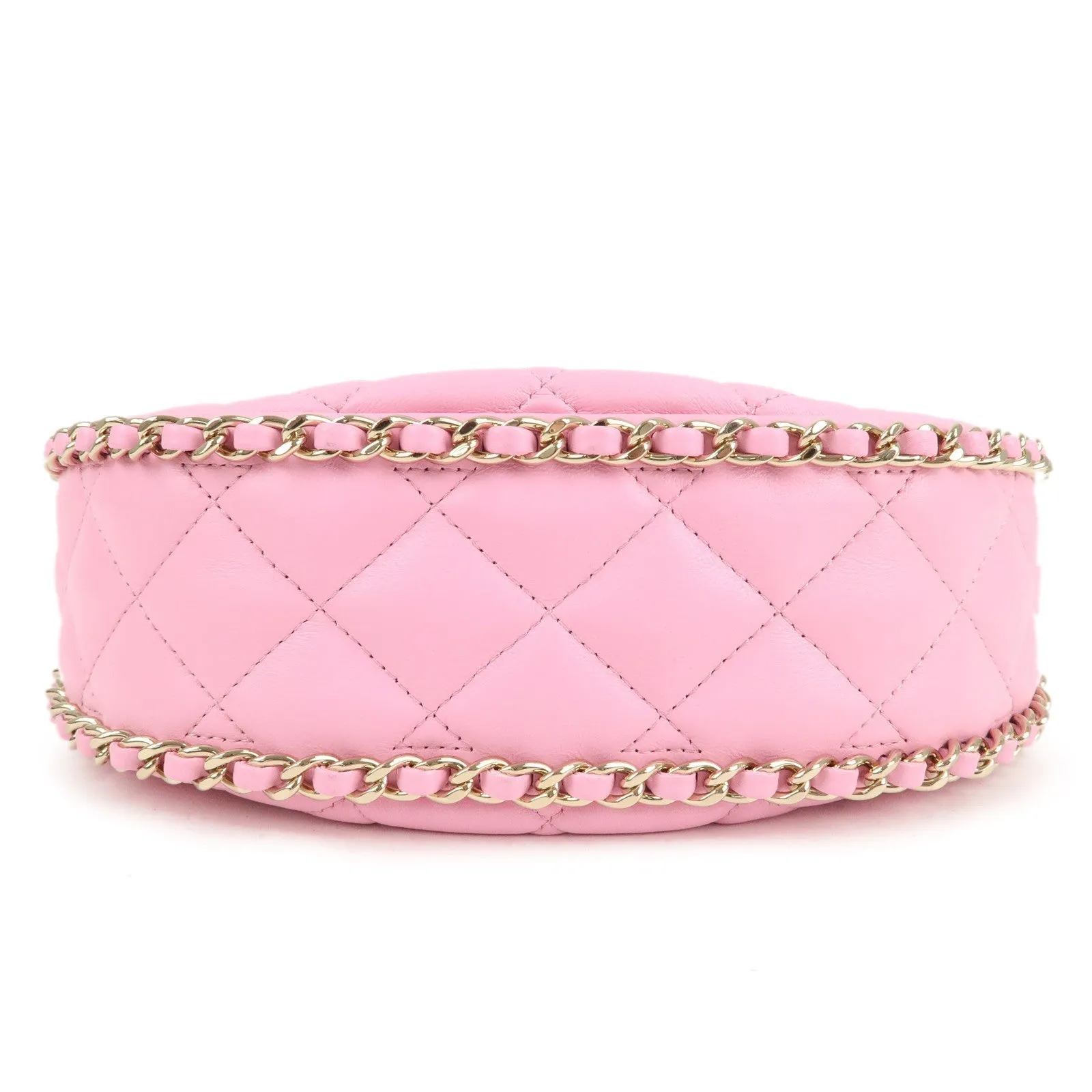 Auth CHANEL Matelasse Lamb Skin Small Hobo Shoulder Bag Pink AS3917 Used F/S
