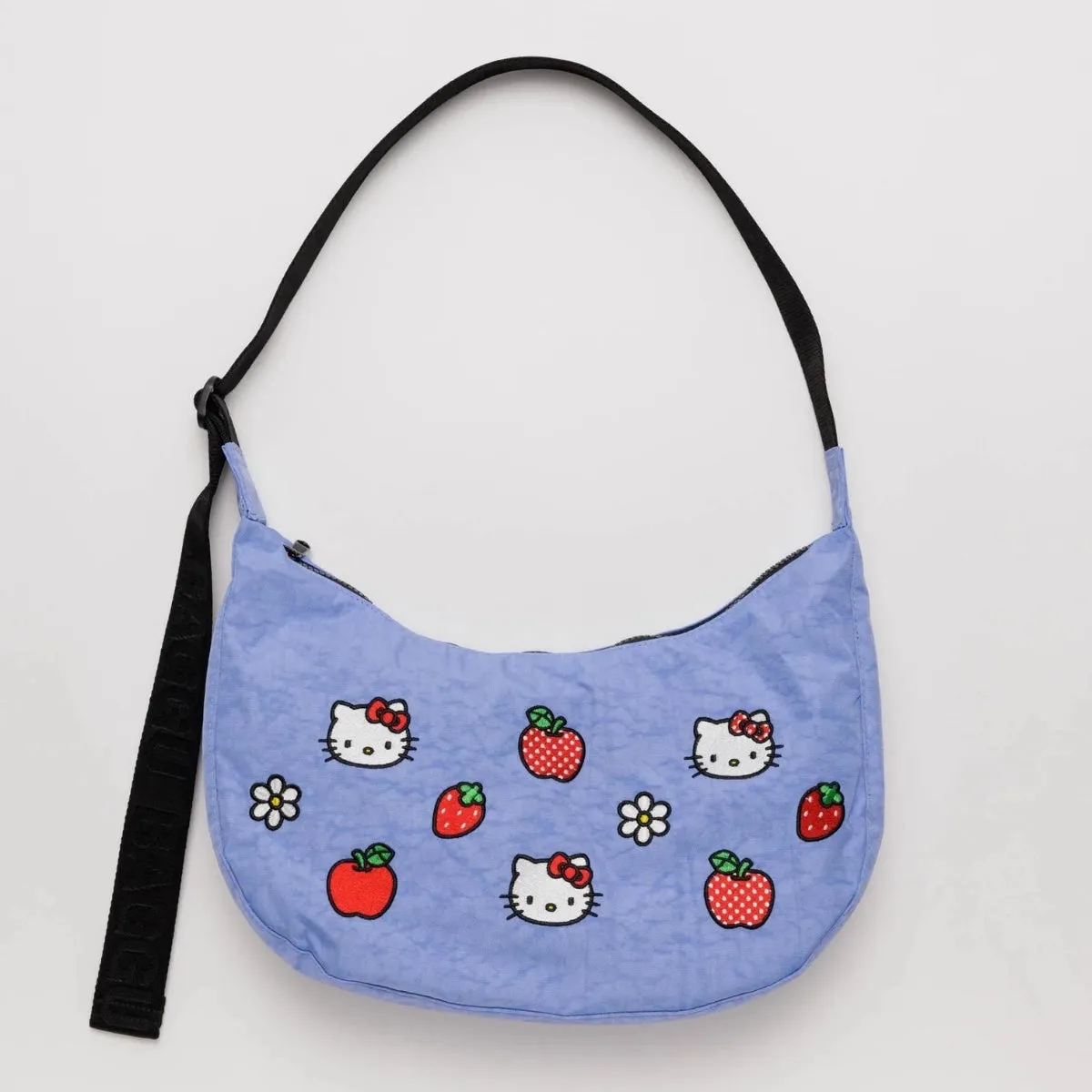 Adorable Baggu Medium Nylon Crescent Bag with Embroidered Hello Kitty Design – Stylish and Functional