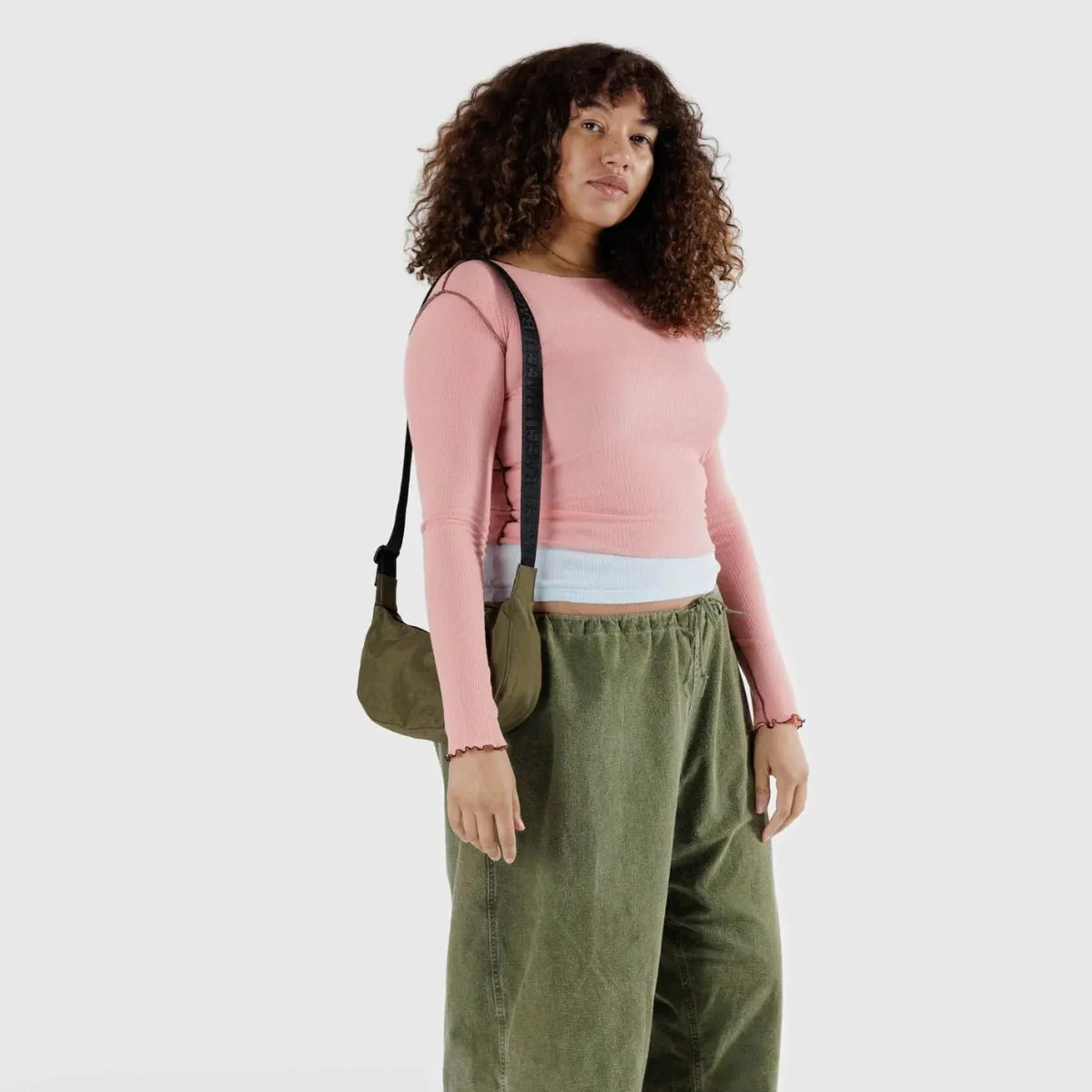 Baggu Small Nylon Crescent Bag in Seaweed