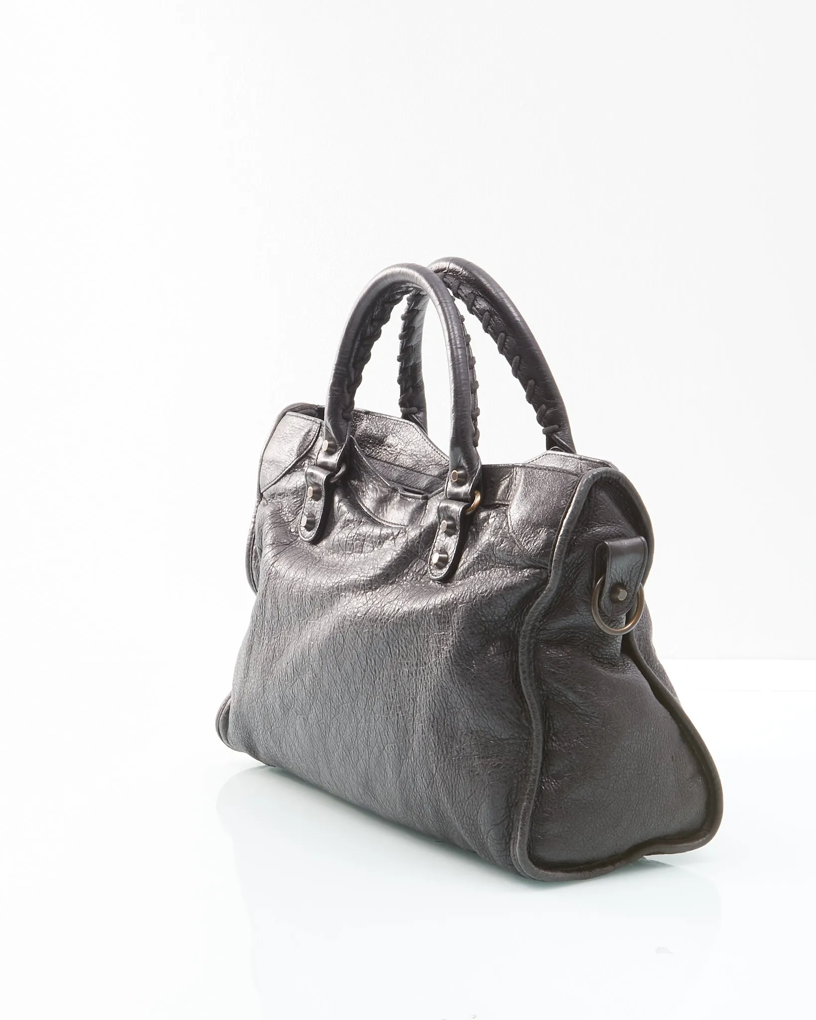 Balenciaga Black Leather Classic Motocross Medium City Bag