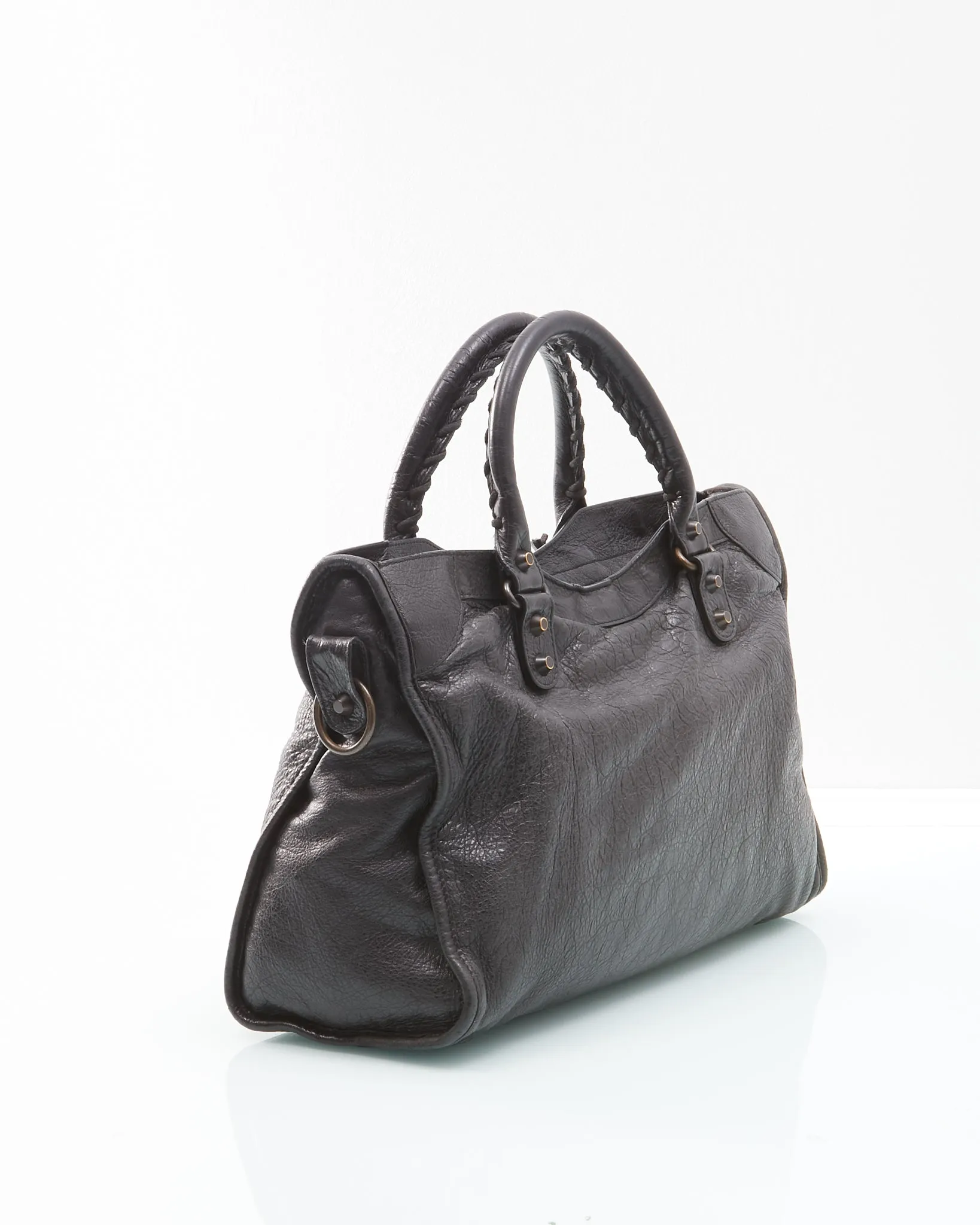 Balenciaga Black Leather Classic Motocross Medium City Bag