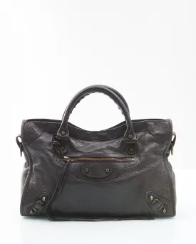 Balenciaga Black Leather Classic Motocross Medium City Bag