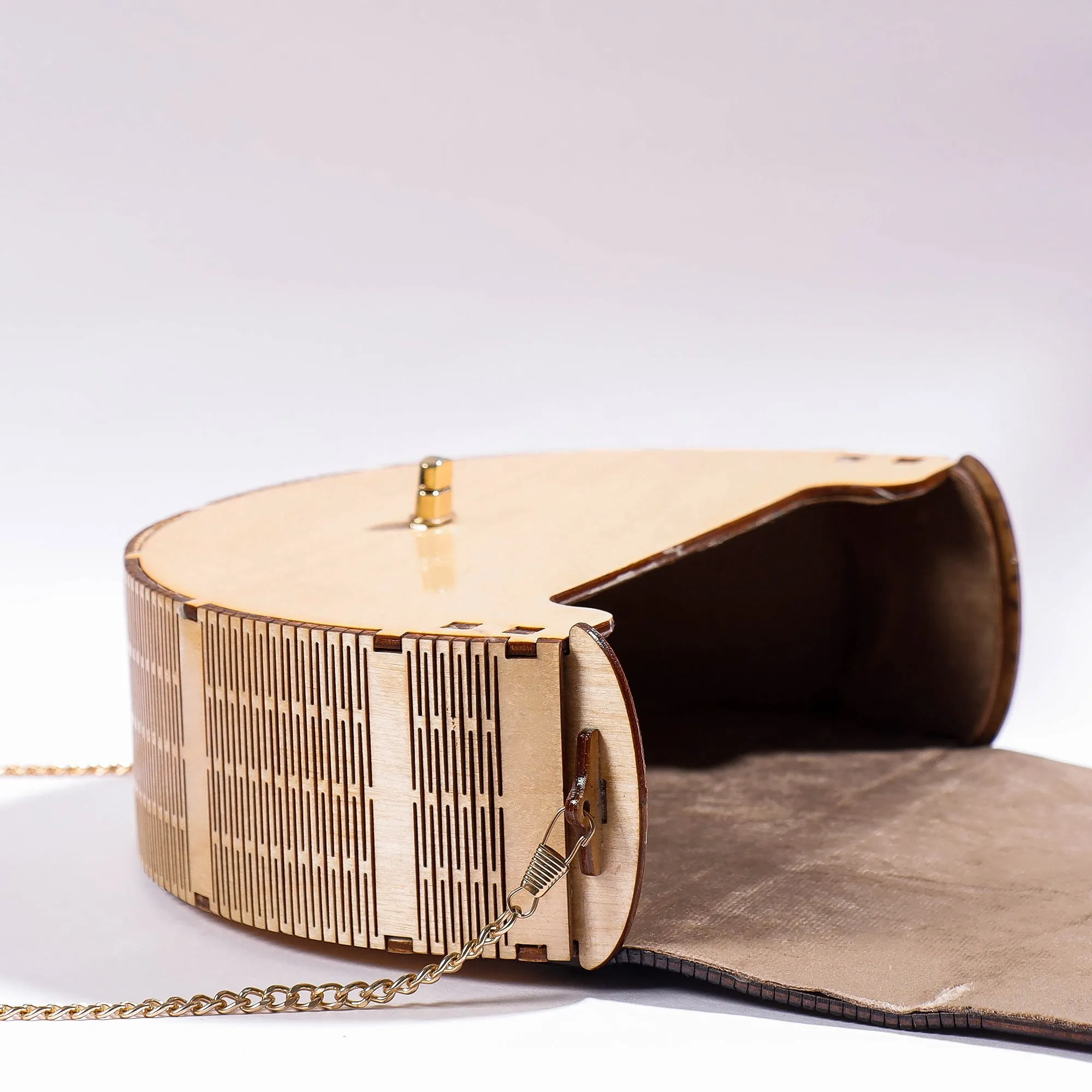 Beige - Handcrafted Birch Wooden Sling Bag