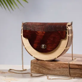 Beige - Handcrafted Birch Wooden Sling Bag