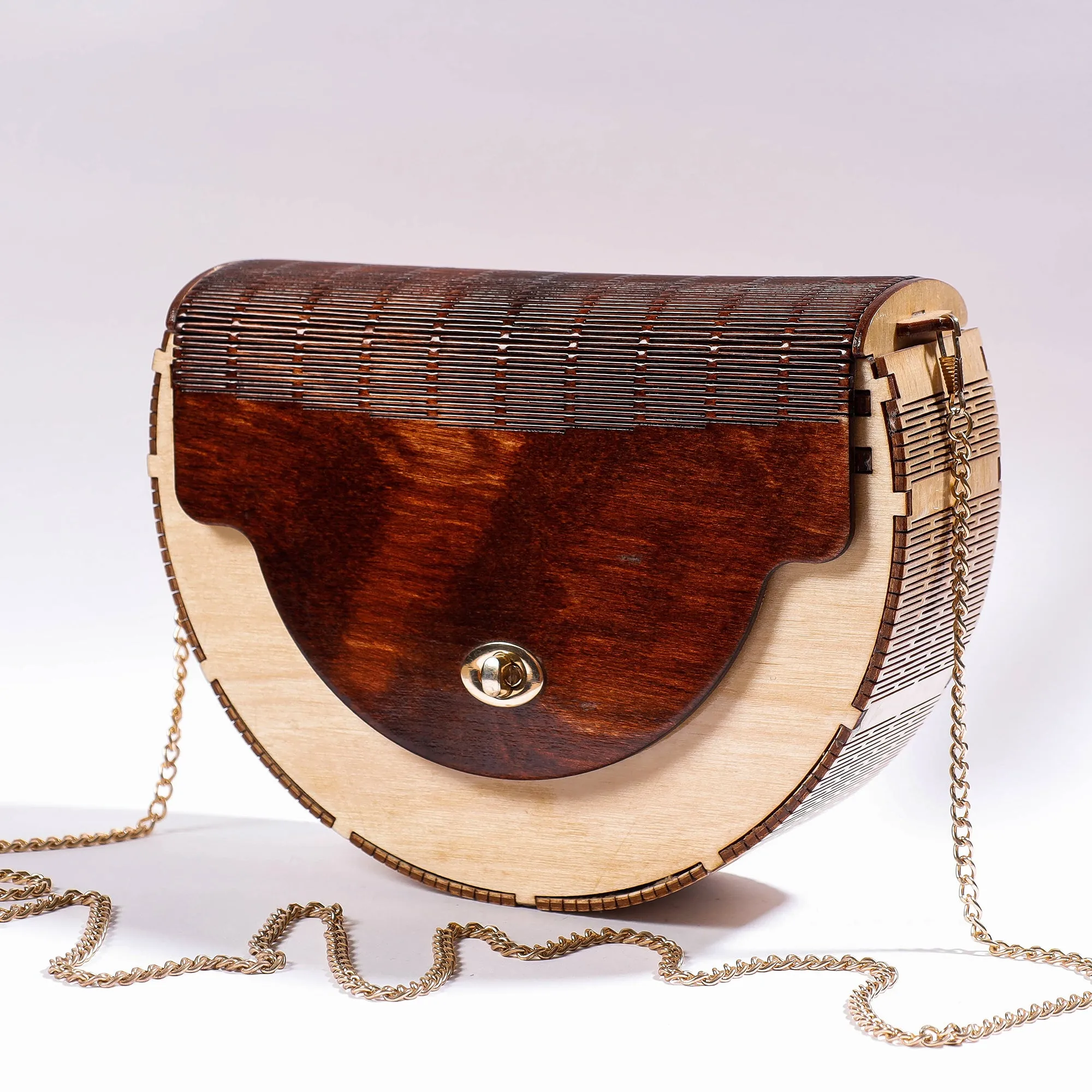 Beige - Handcrafted Birch Wooden Sling Bag