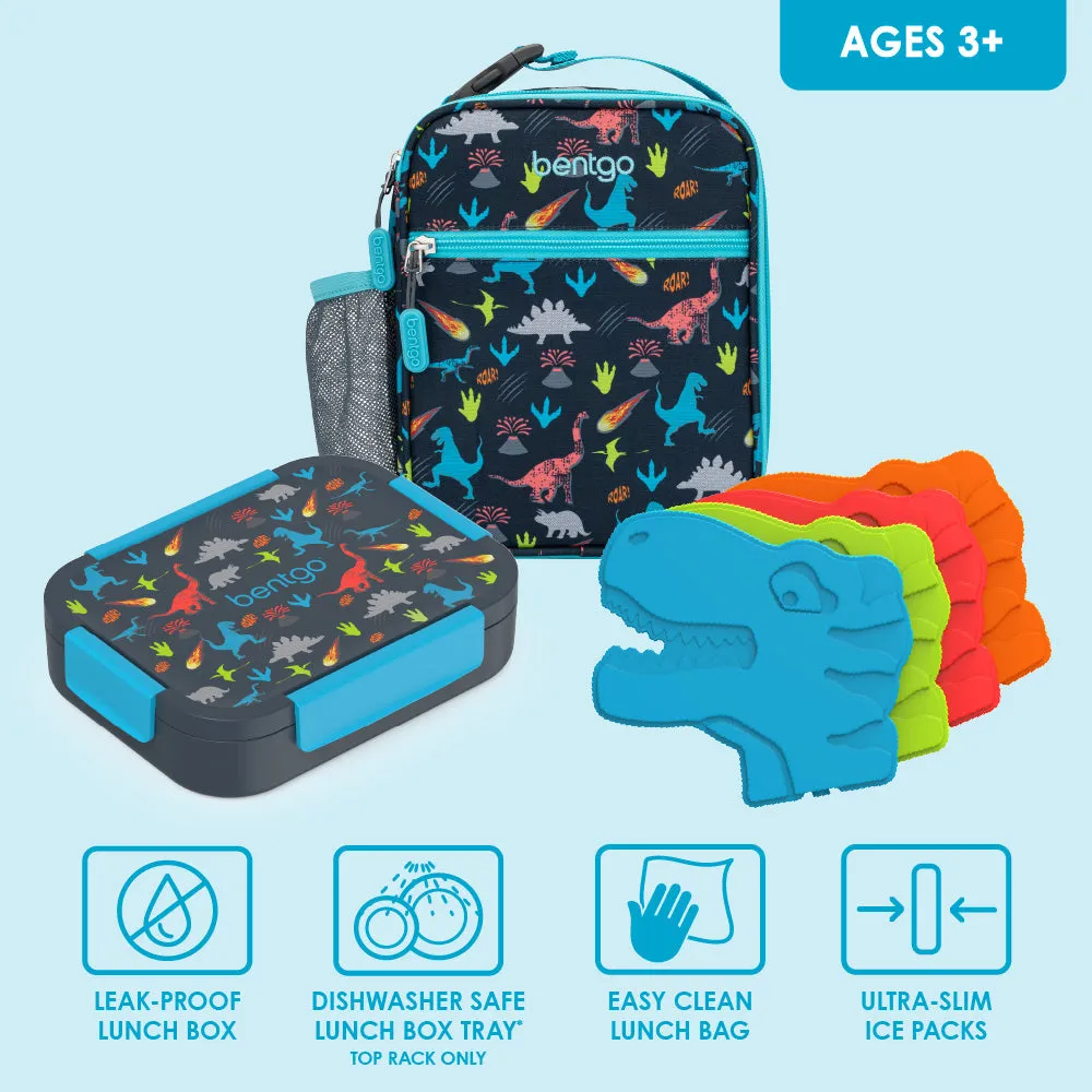 Bentgo Kids Snap & Go Lunch Box, Insulated Lunch Tote, & Ice Packs