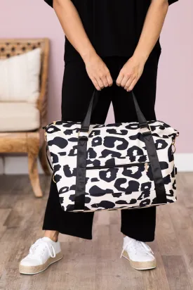Black and Cream Animal Print Weekender Bag