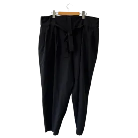 black dress pants w/ paper-bag waist & tie front - US 16