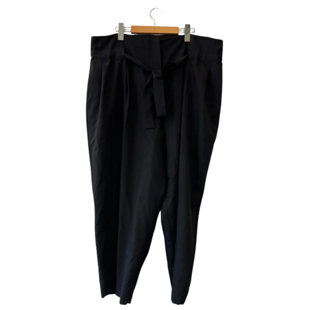 black dress pants w/ paper-bag waist & tie front - US 16