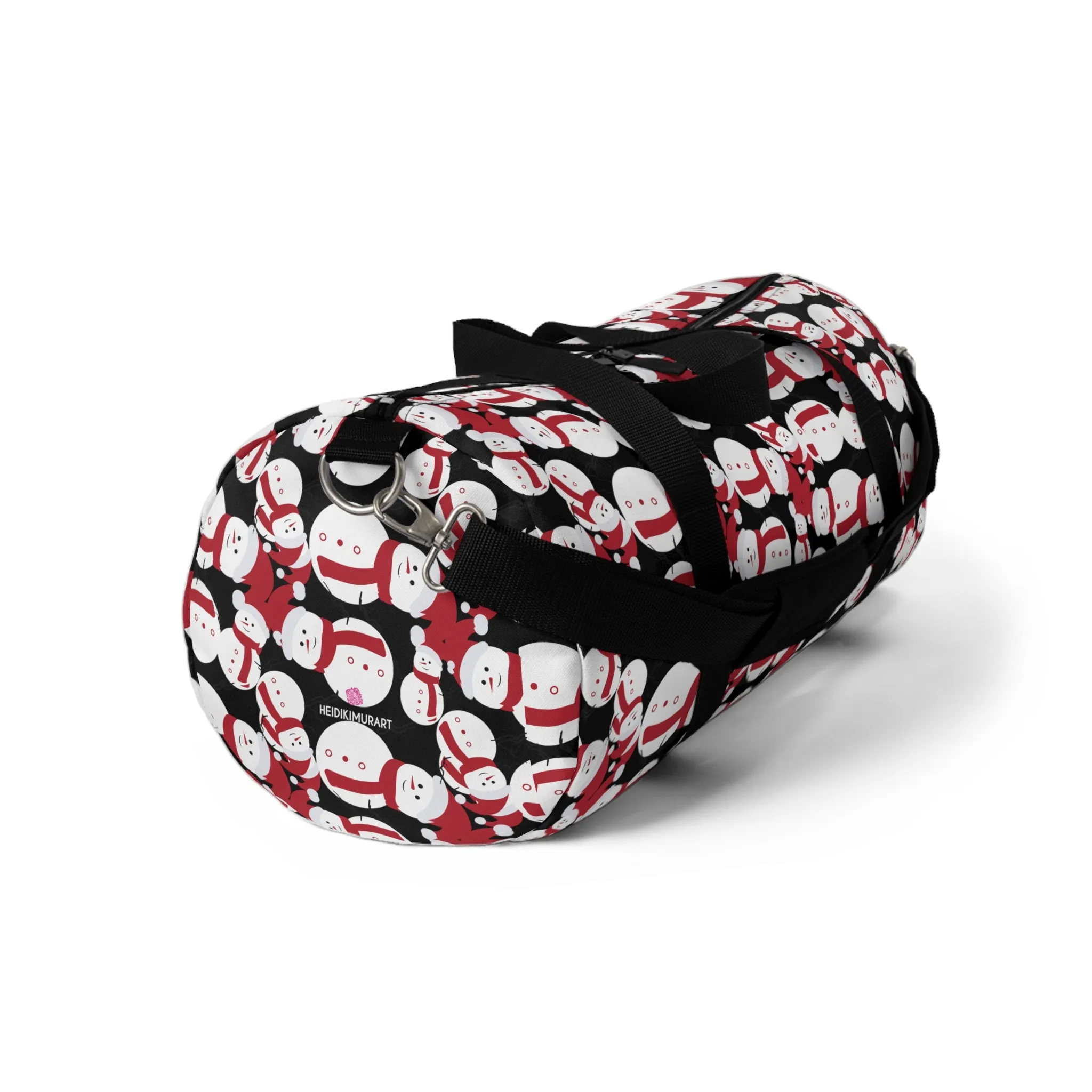 Black Snow Man Duffel Bag, Christmas Snow Man Gym Bag, All Day Small Or Large Size Bag, Made in USA