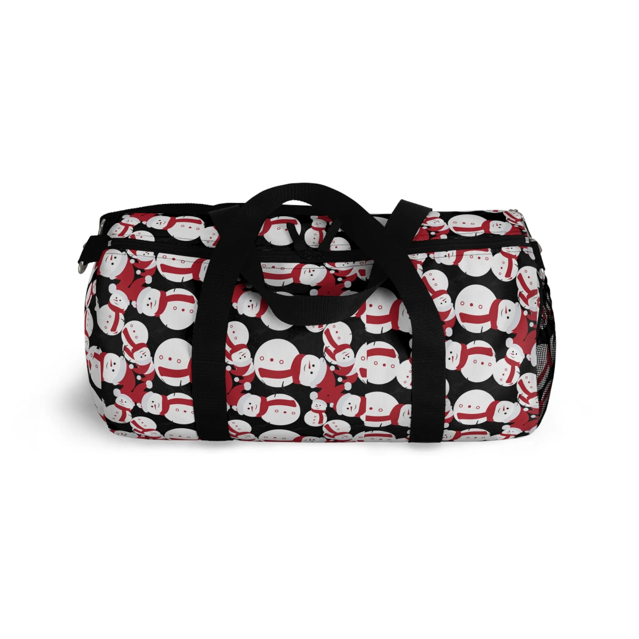 Black Snow Man Duffel Bag, Christmas Snow Man Gym Bag, All Day Small Or Large Size Bag, Made in USA