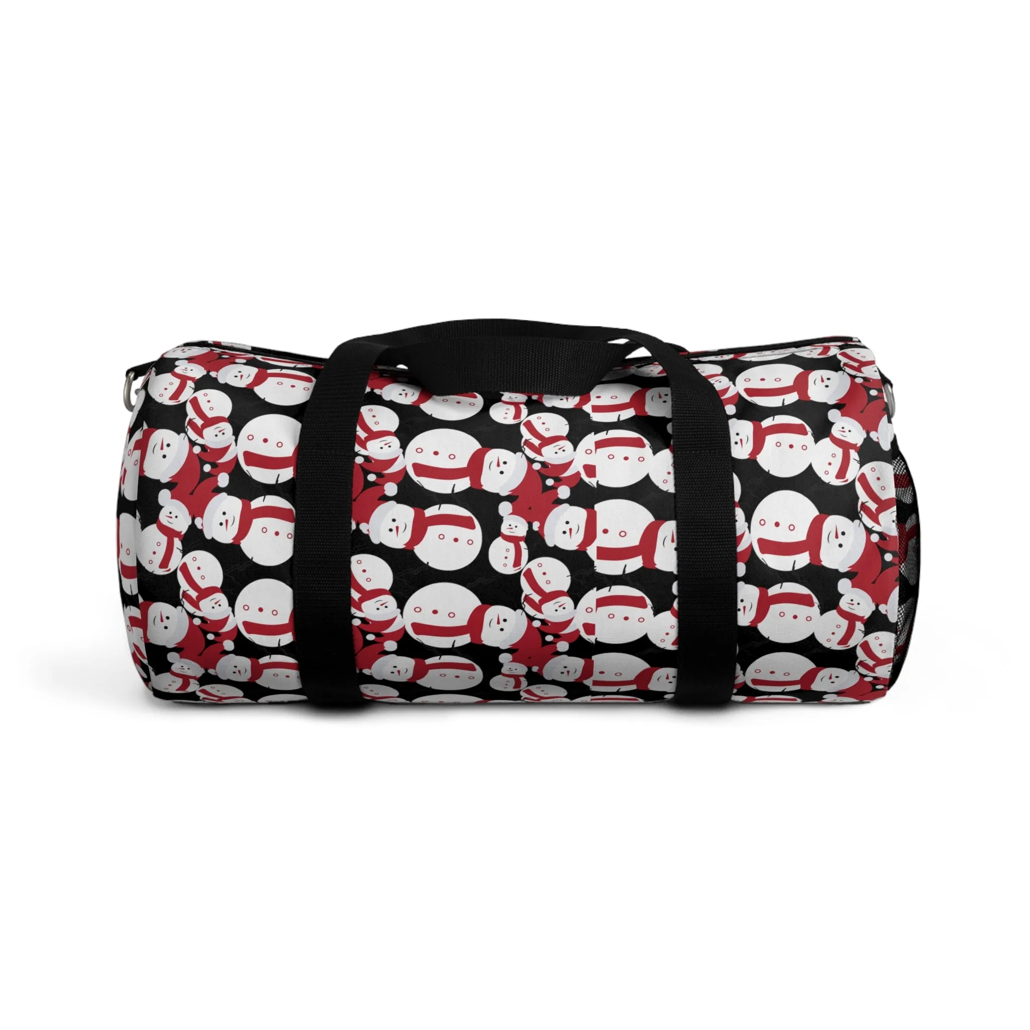 Black Snow Man Duffel Bag, Christmas Snow Man Gym Bag, All Day Small Or Large Size Bag, Made in USA