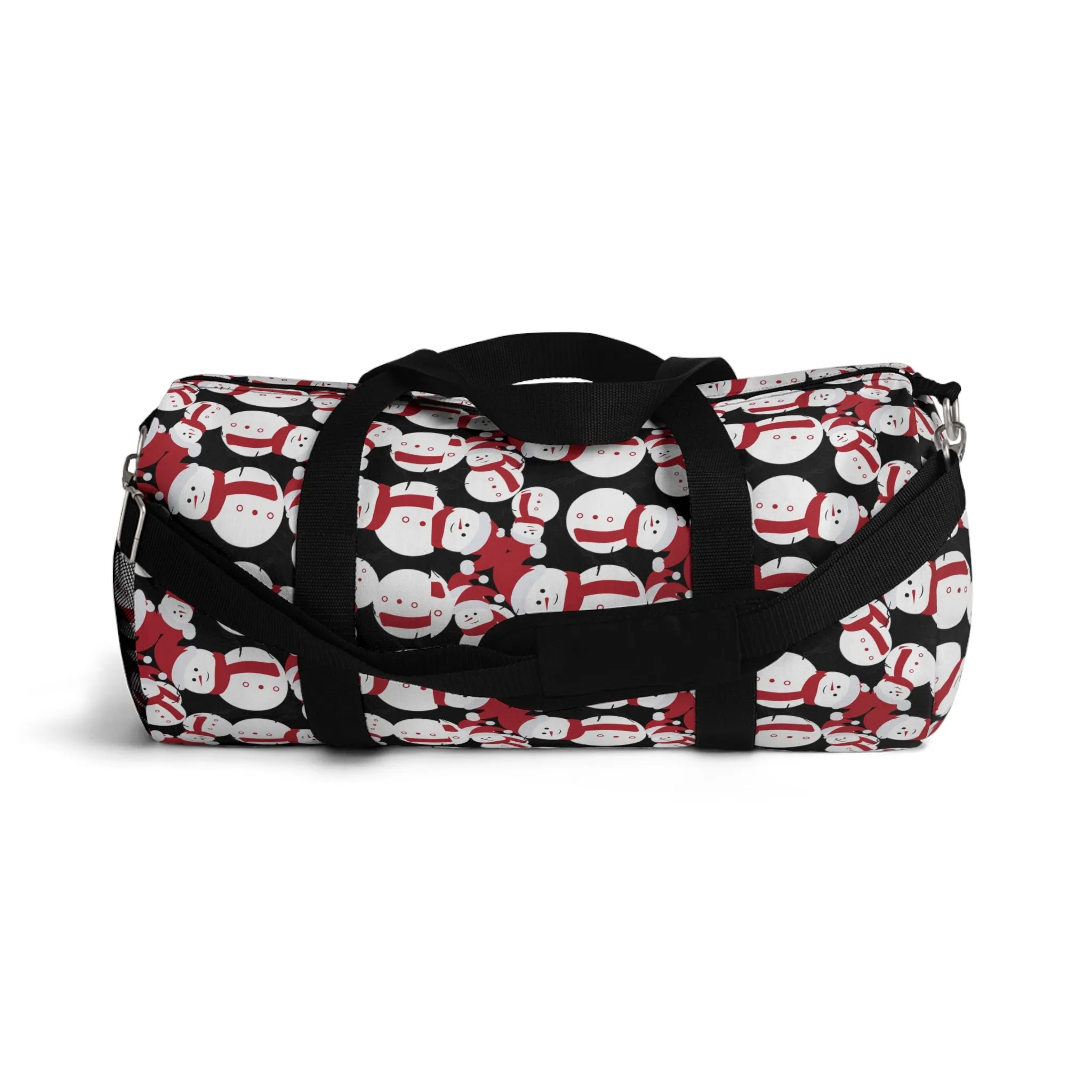 Black Snow Man Duffel Bag, Christmas Snow Man Gym Bag, All Day Small Or Large Size Bag, Made in USA
