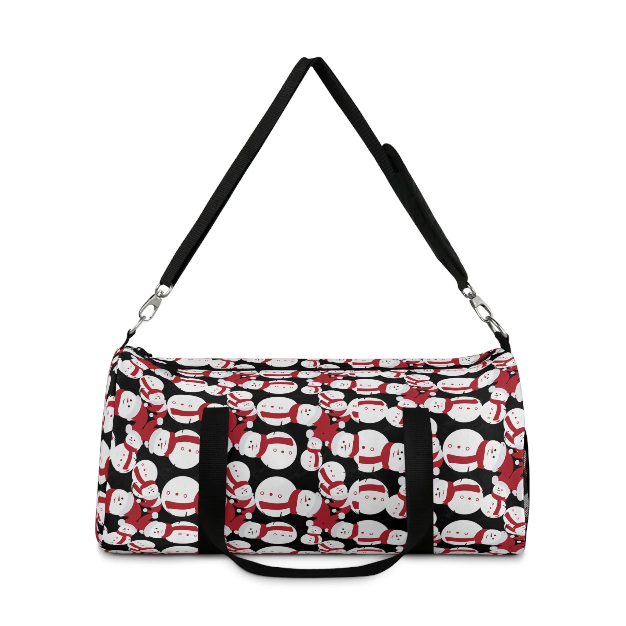 Black Snow Man Duffel Bag, Christmas Snow Man Gym Bag, All Day Small Or Large Size Bag, Made in USA