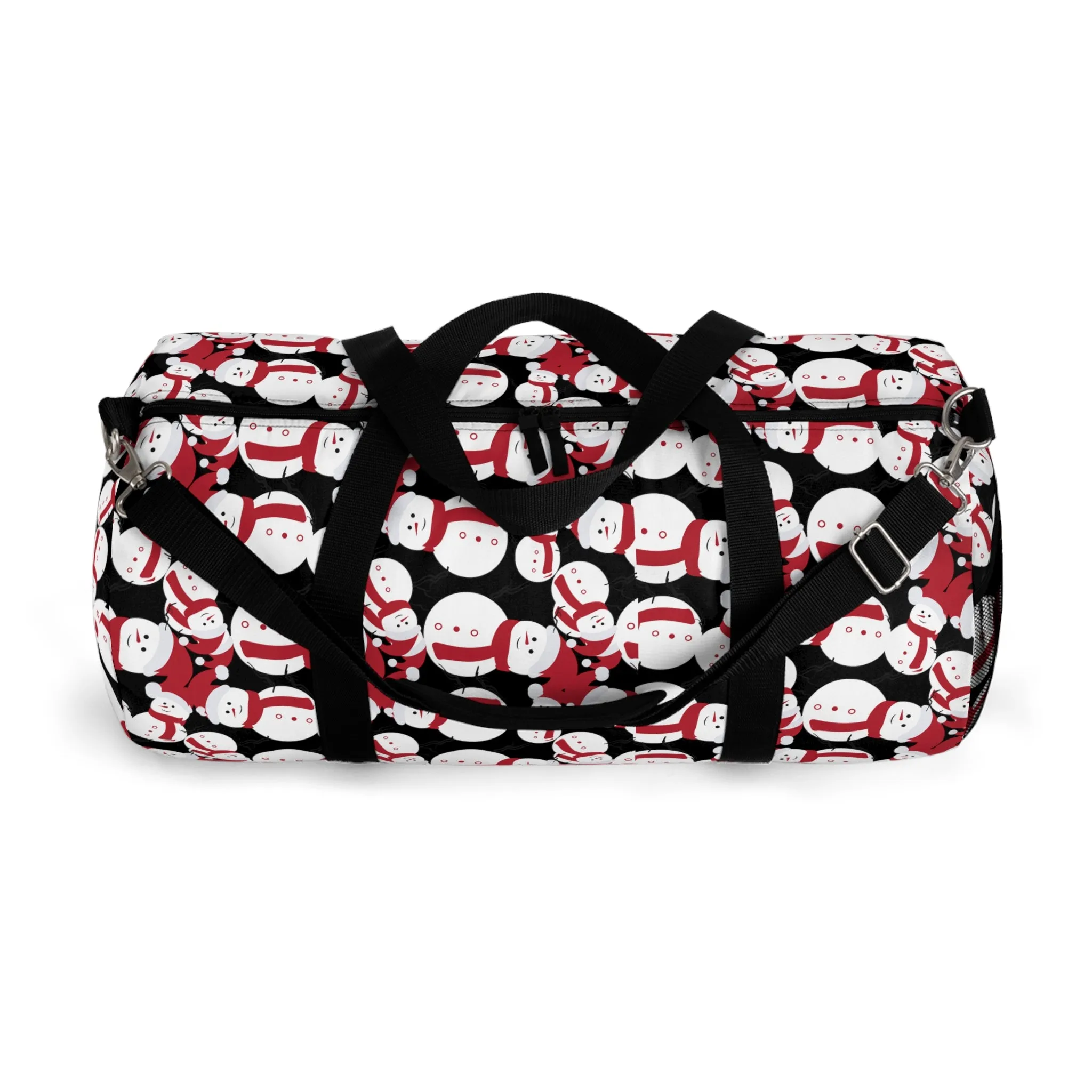 Black Snow Man Duffel Bag, Christmas Snow Man Gym Bag, All Day Small Or Large Size Bag, Made in USA