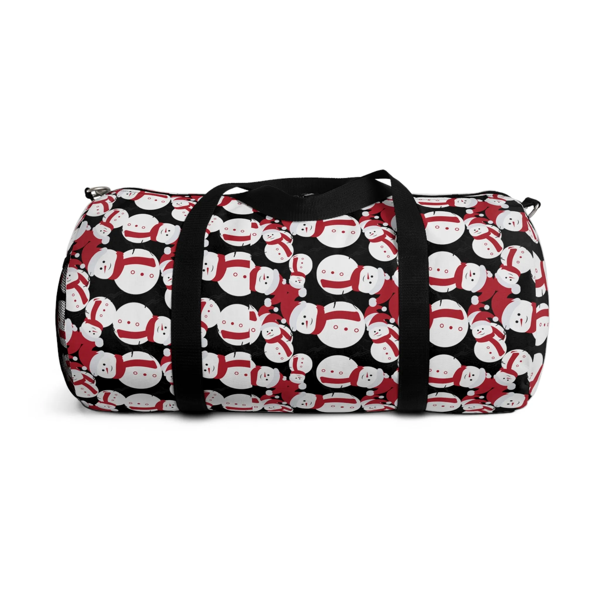Black Snow Man Duffel Bag, Christmas Snow Man Gym Bag, All Day Small Or Large Size Bag, Made in USA