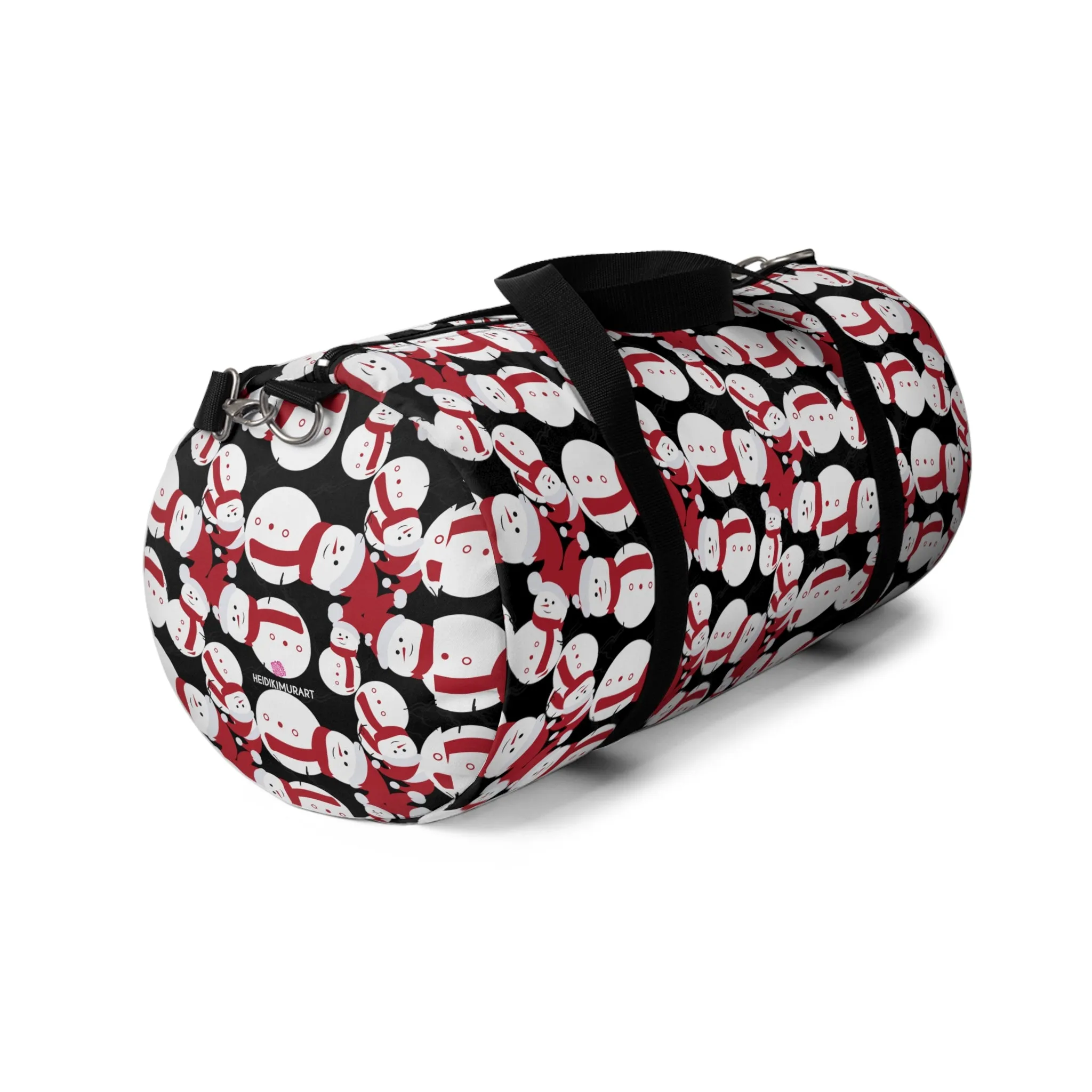 Black Snow Man Duffel Bag, Christmas Snow Man Gym Bag, All Day Small Or Large Size Bag, Made in USA