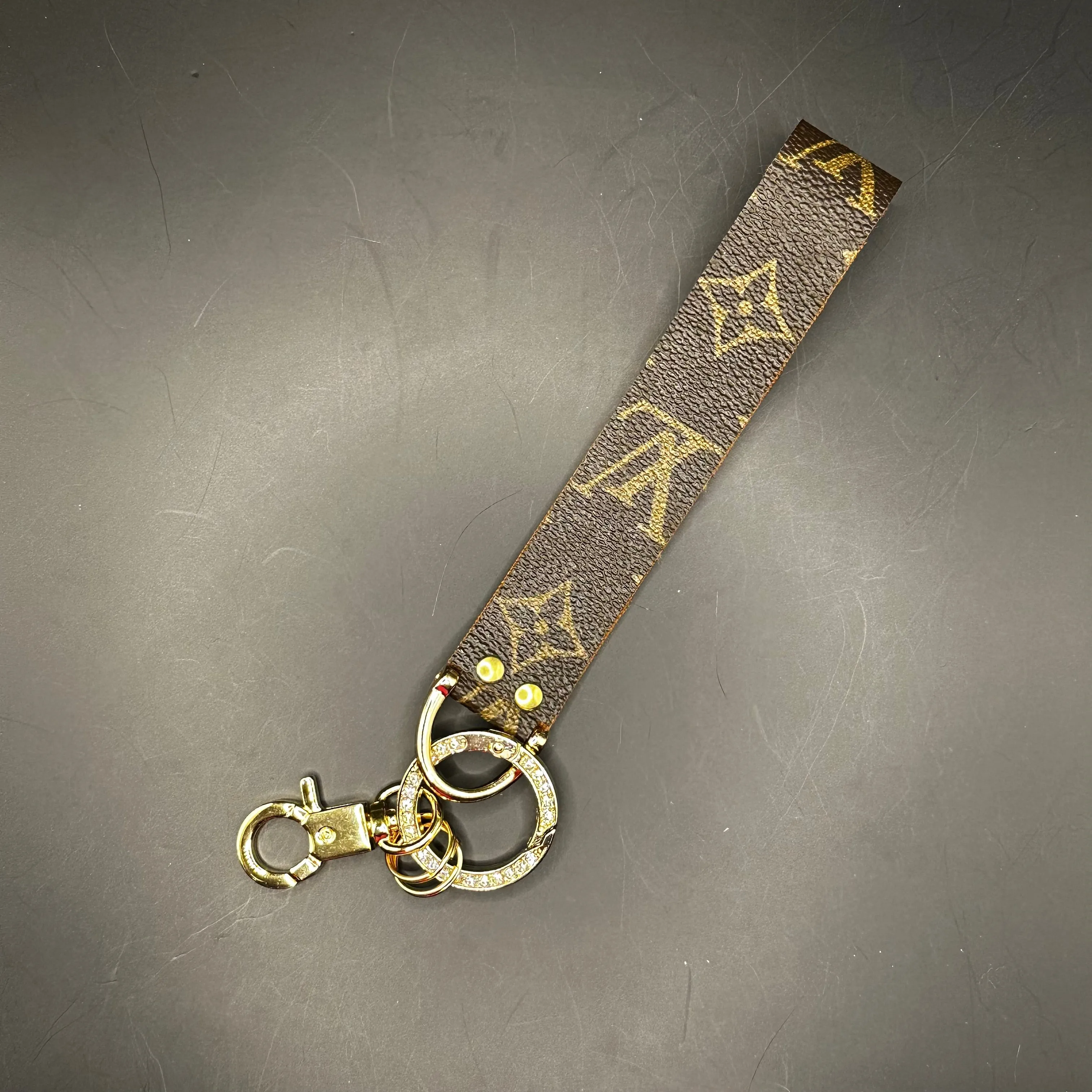 Blingy LV Monogram Wristlet Keychain
