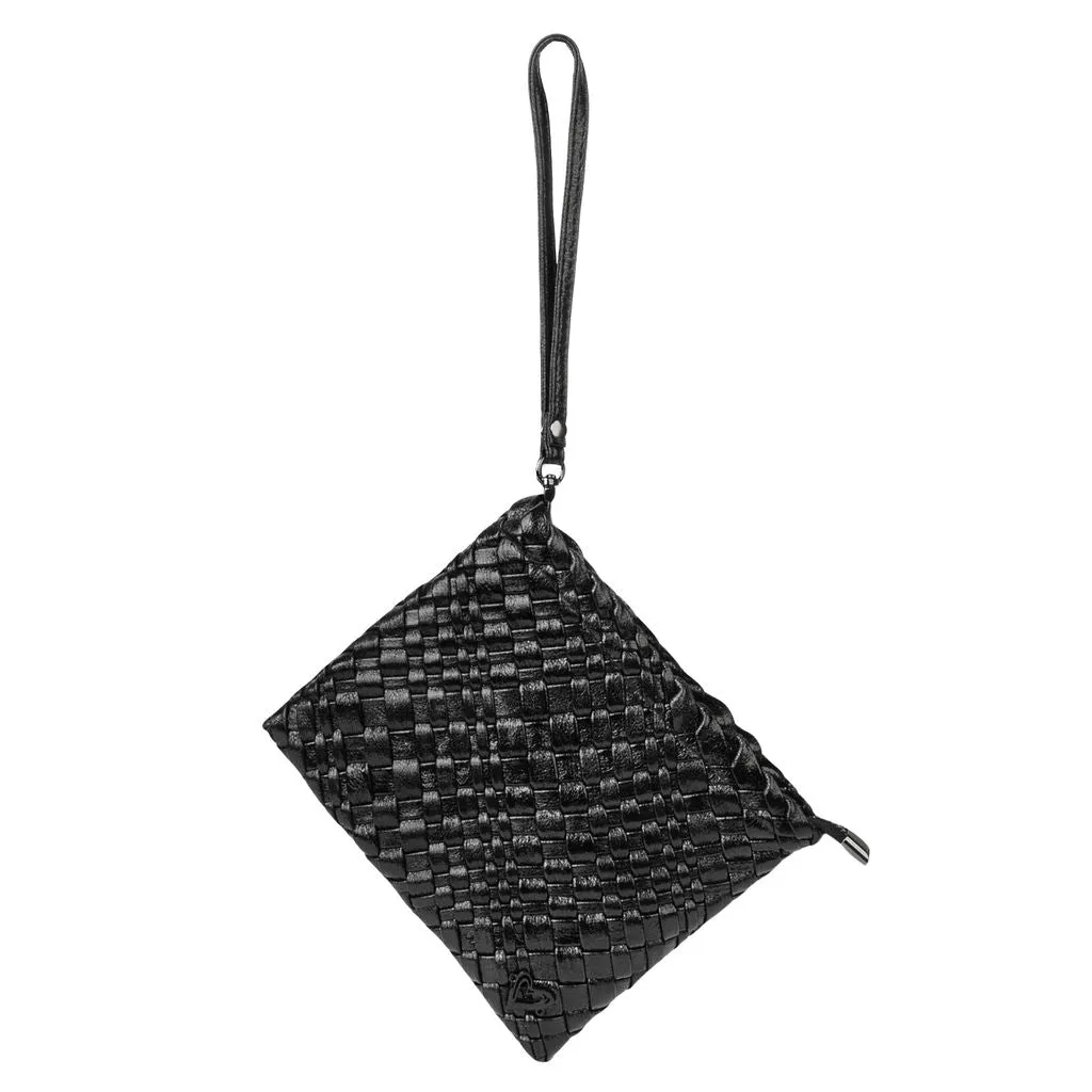 Brandon Small Woven Tote - Metallic Black