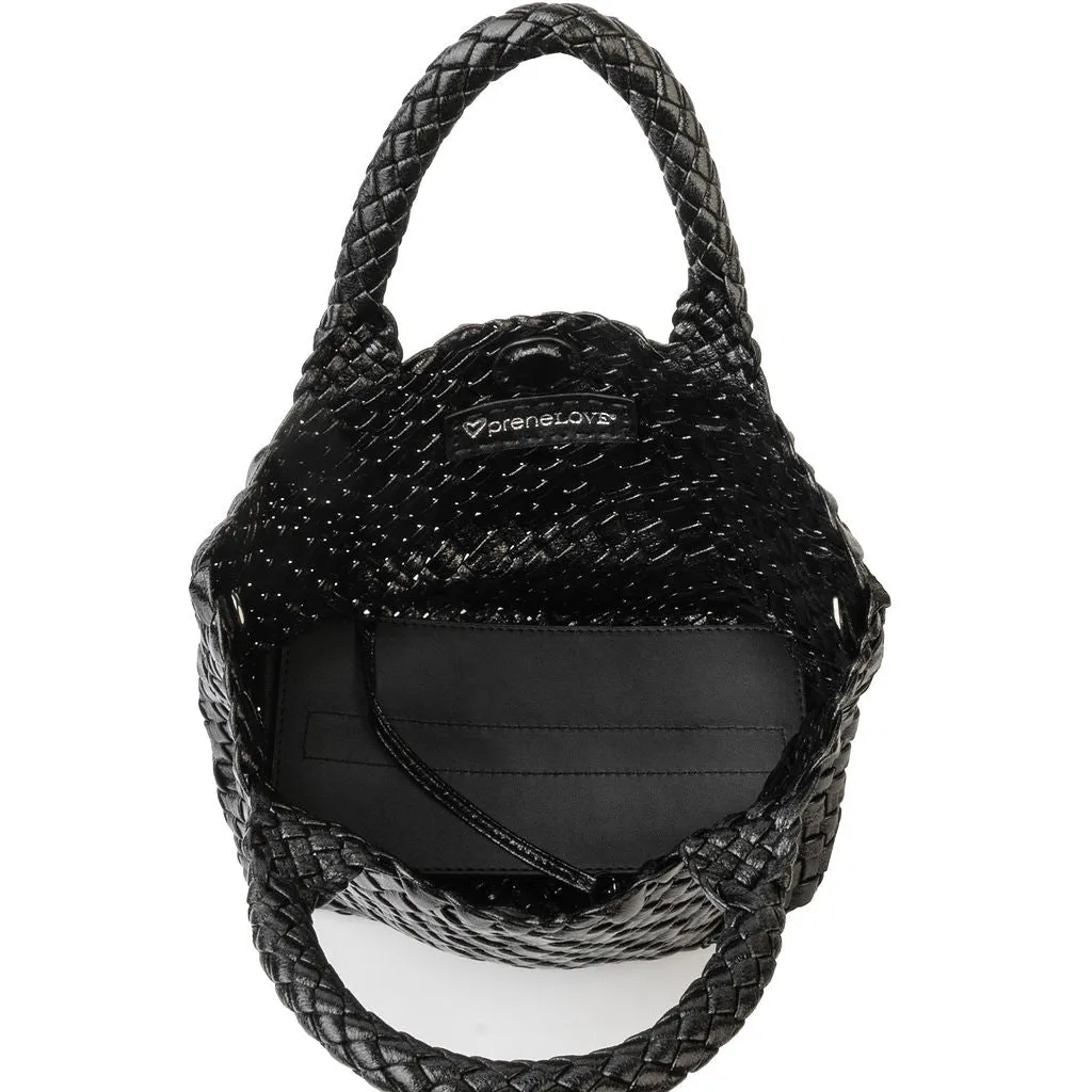 Brandon Small Woven Tote - Metallic Black