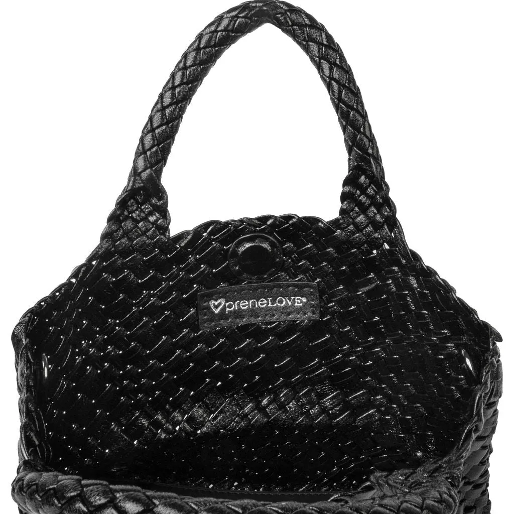 Brandon Small Woven Tote - Metallic Black