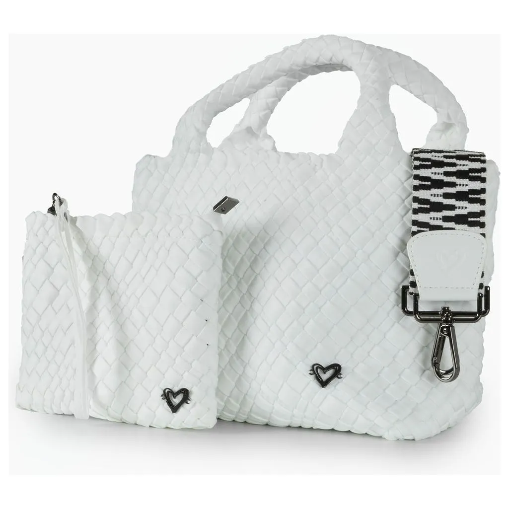 Brandon Small Woven Tote - White