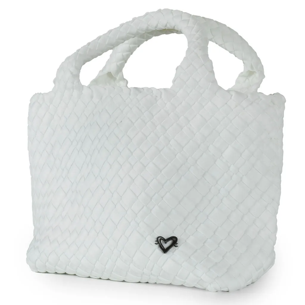 Brandon Small Woven Tote - White