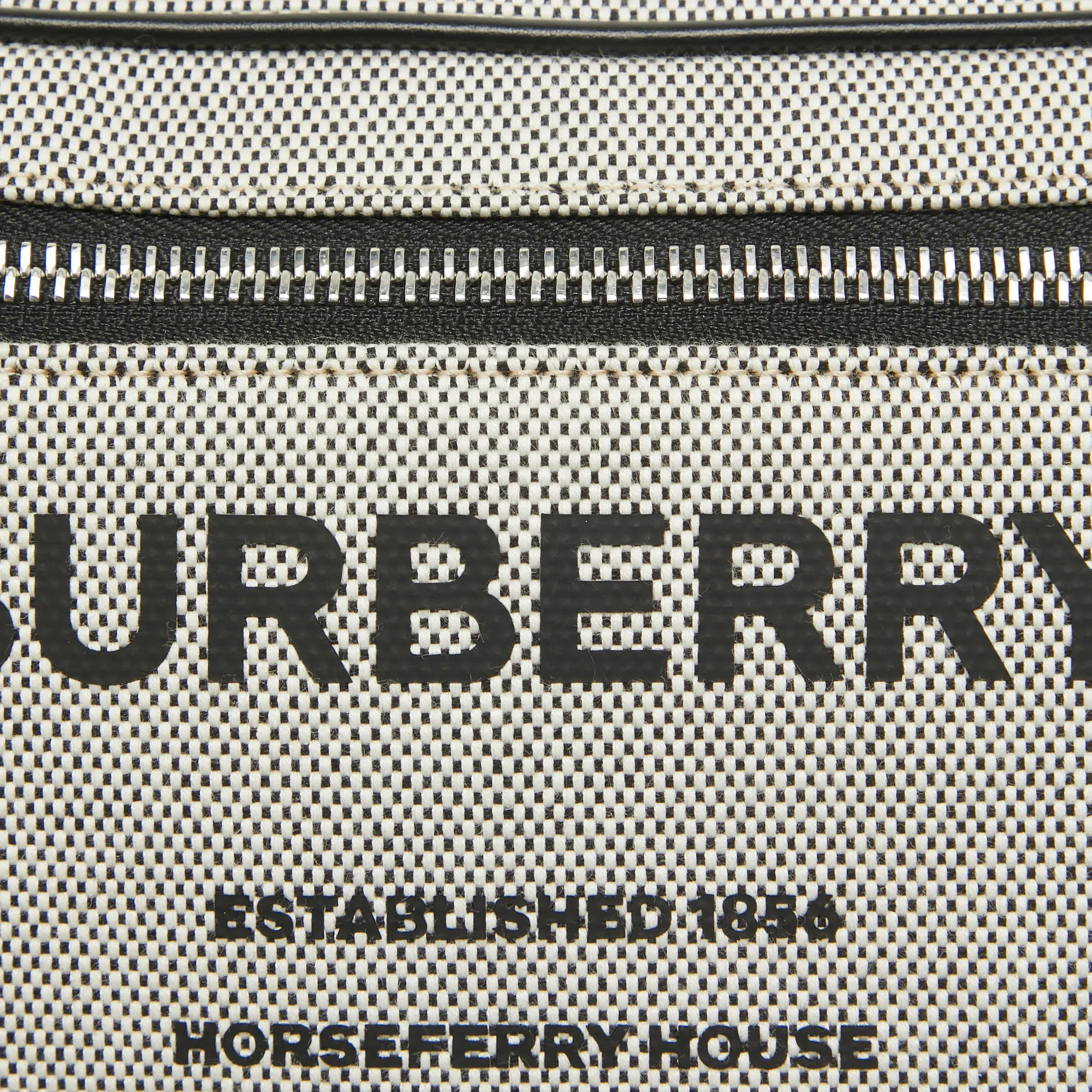 BURBERRY Grey/Black Canvas and Leather West Belt Bag