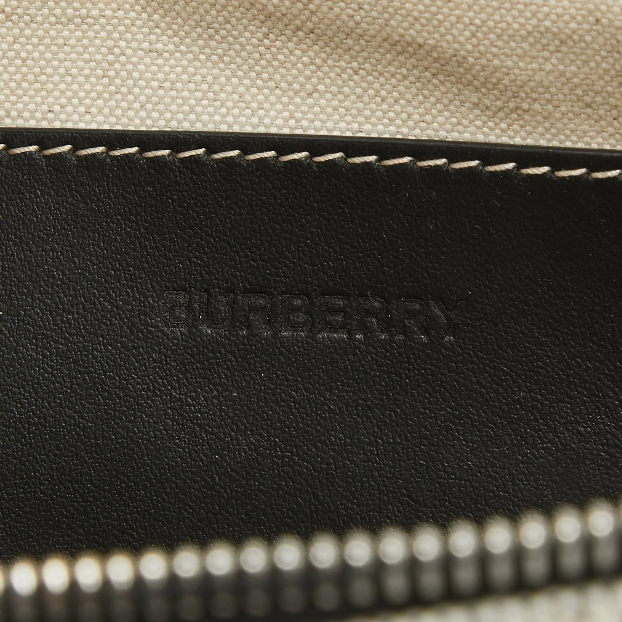 BURBERRY Grey/Black Canvas and Leather West Belt Bag