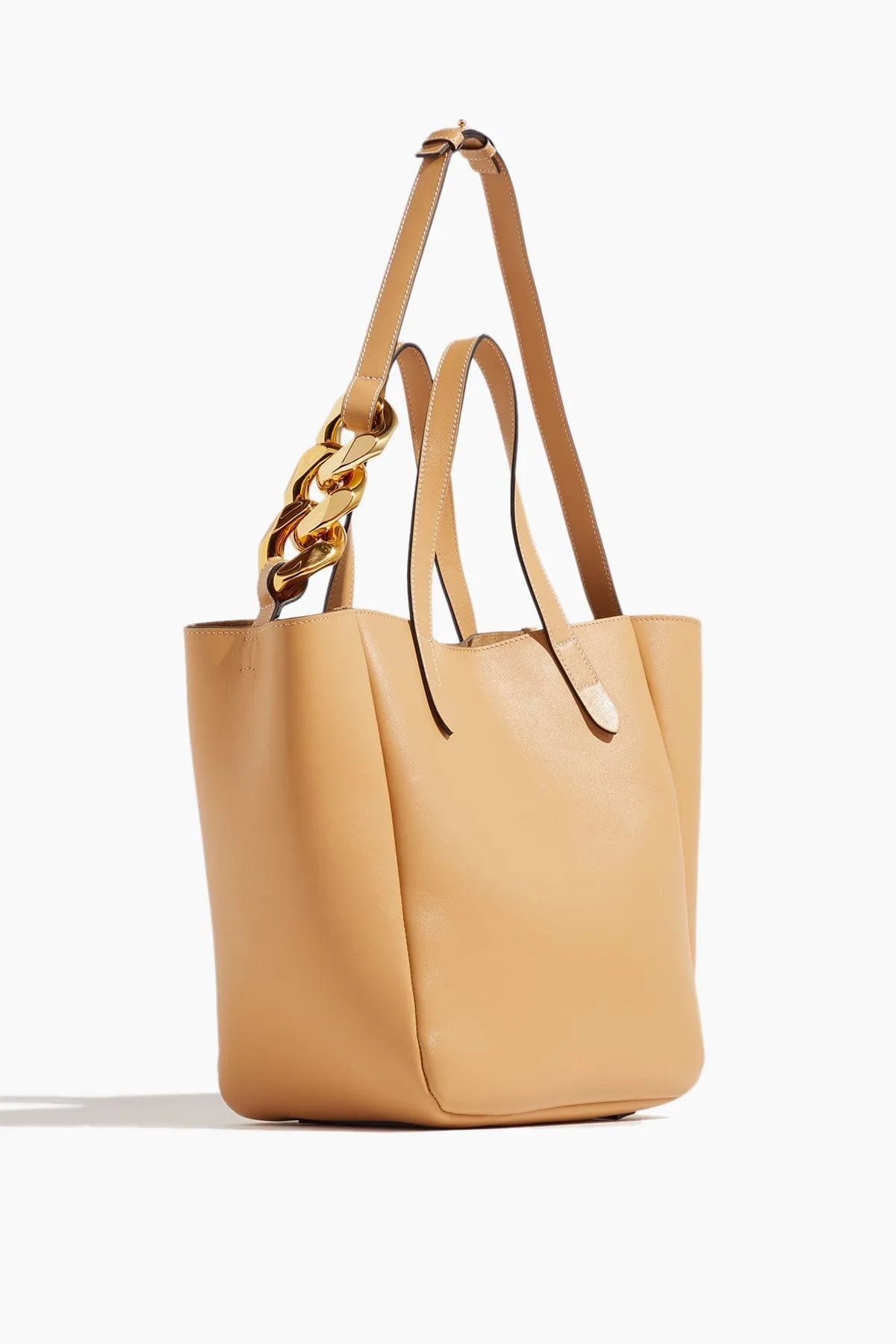 Chain Strap Small Cabas Bag in Light Beige