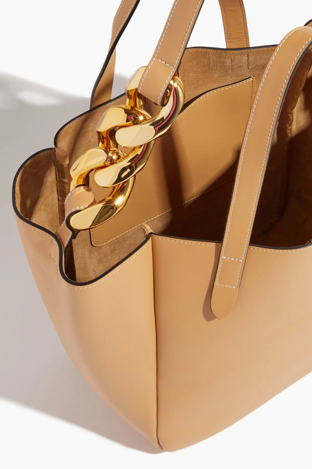Chain Strap Small Cabas Bag in Light Beige