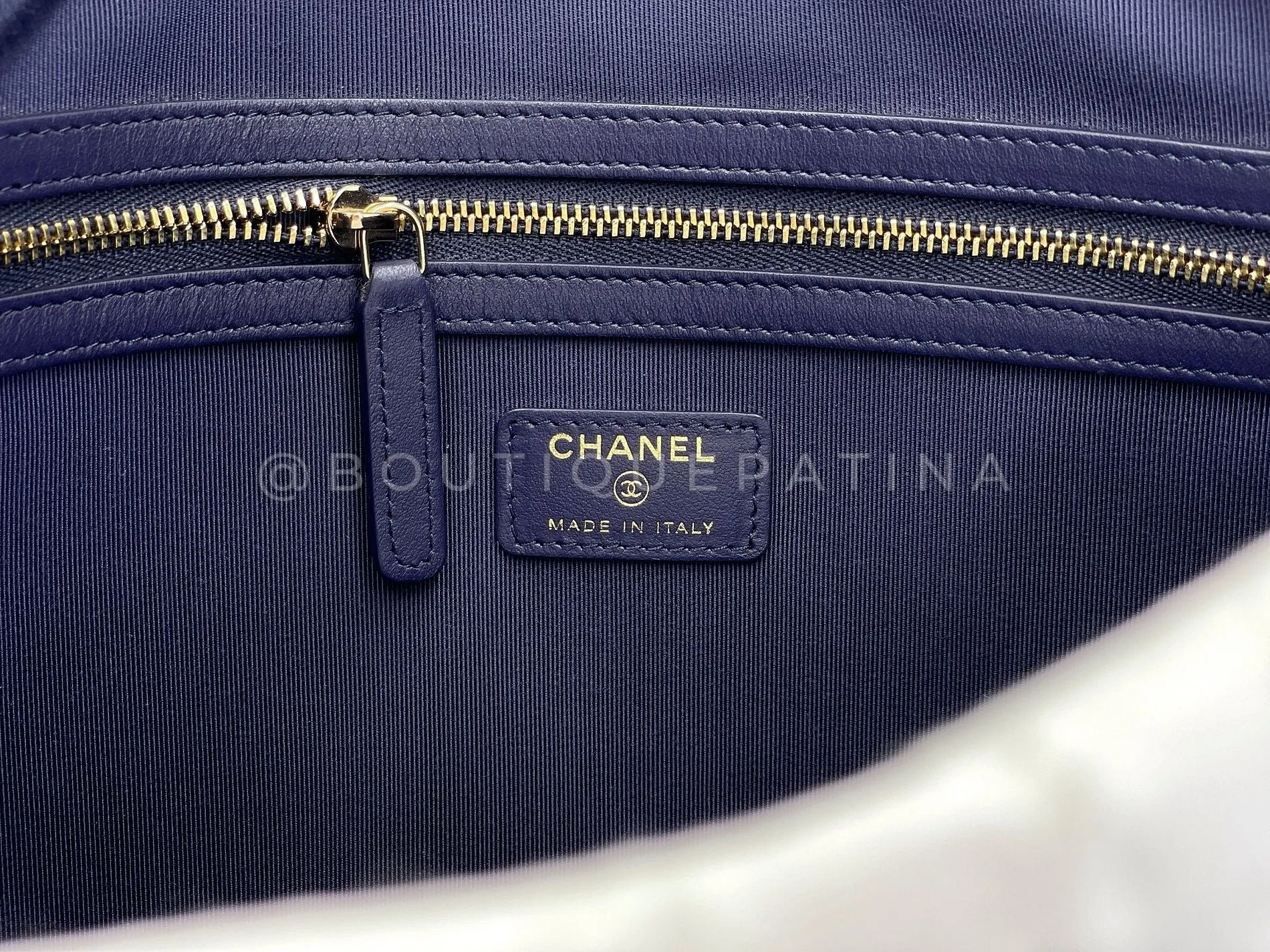 Chanel 19 Blue Denim Large O Case Clutch Bag GHW 6EX