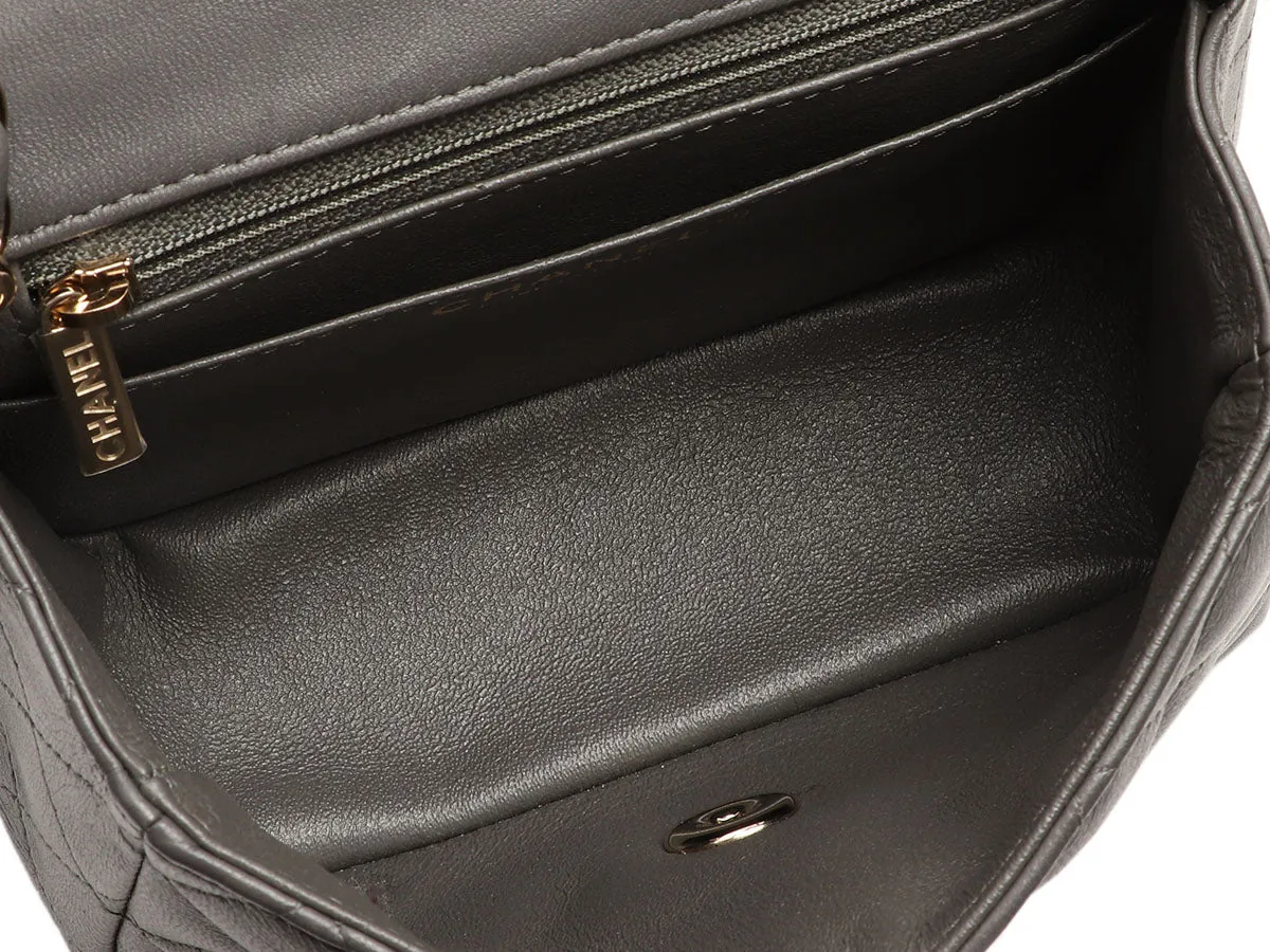 Chanel Mini Dark Gray Lambskin Classic