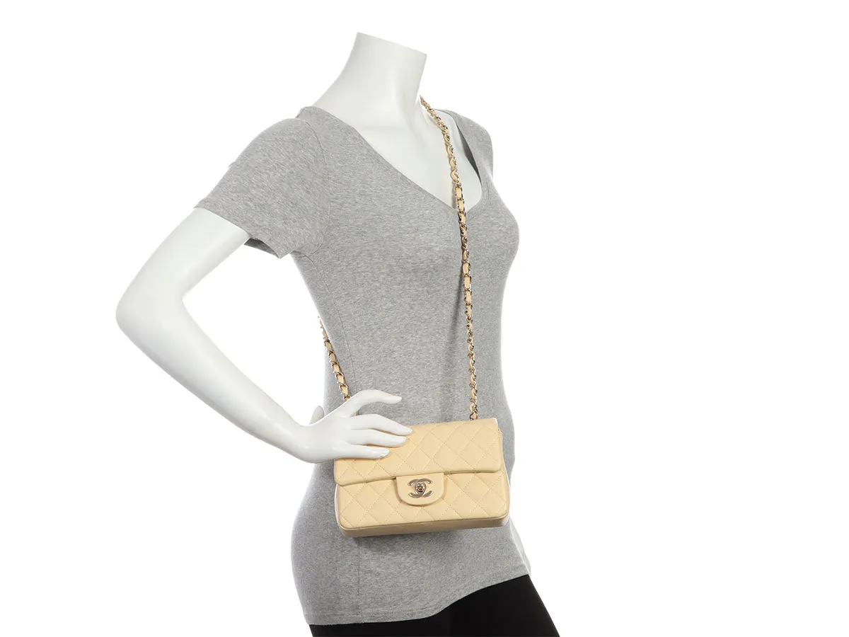 Chanel Mini Light Yellow Quilted Calfskin Classic