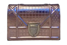 Christian Dior Pink Metallic Mirco Cannage Baby Diorama Bag