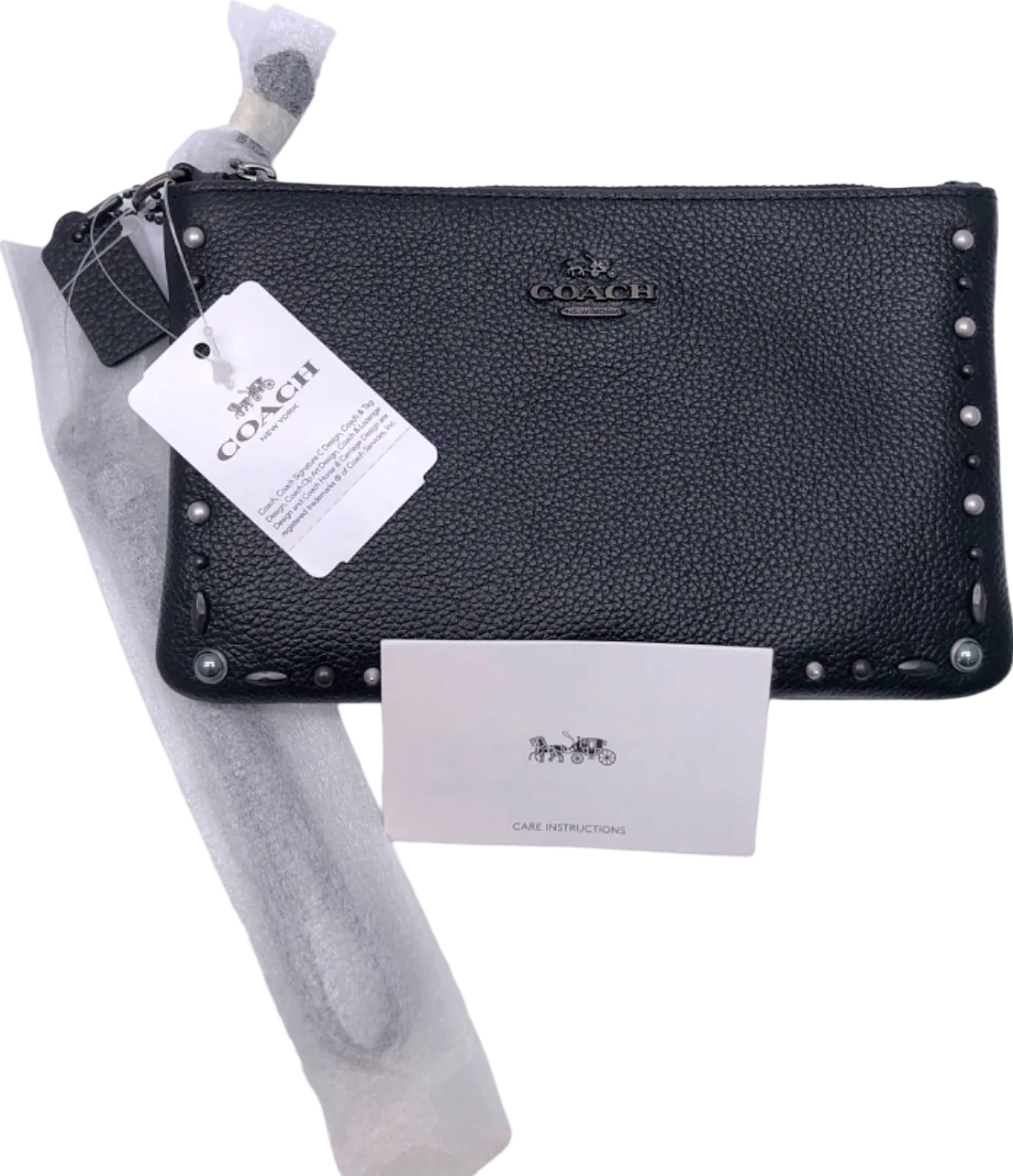 Coach Black Prairie Rivets Small Wristlet