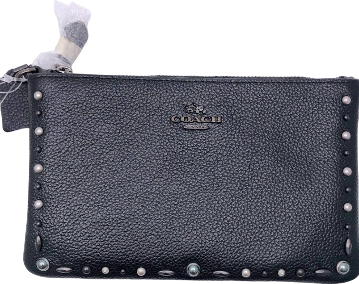Coach Black Prairie Rivets Small Wristlet