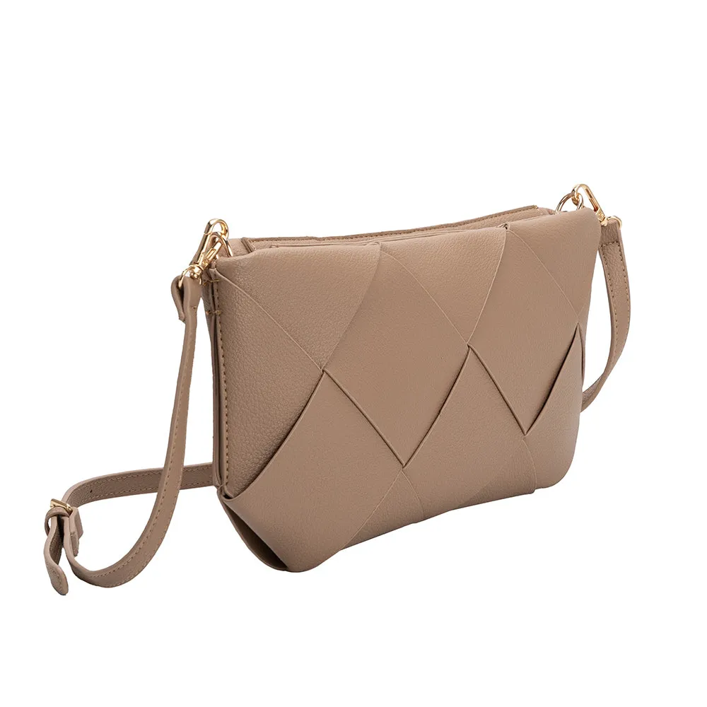 Connie Taupe Small Recycled Vegan Crossbody Bag