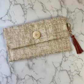 Cream and Rose Hold Handmade Purse Tassel