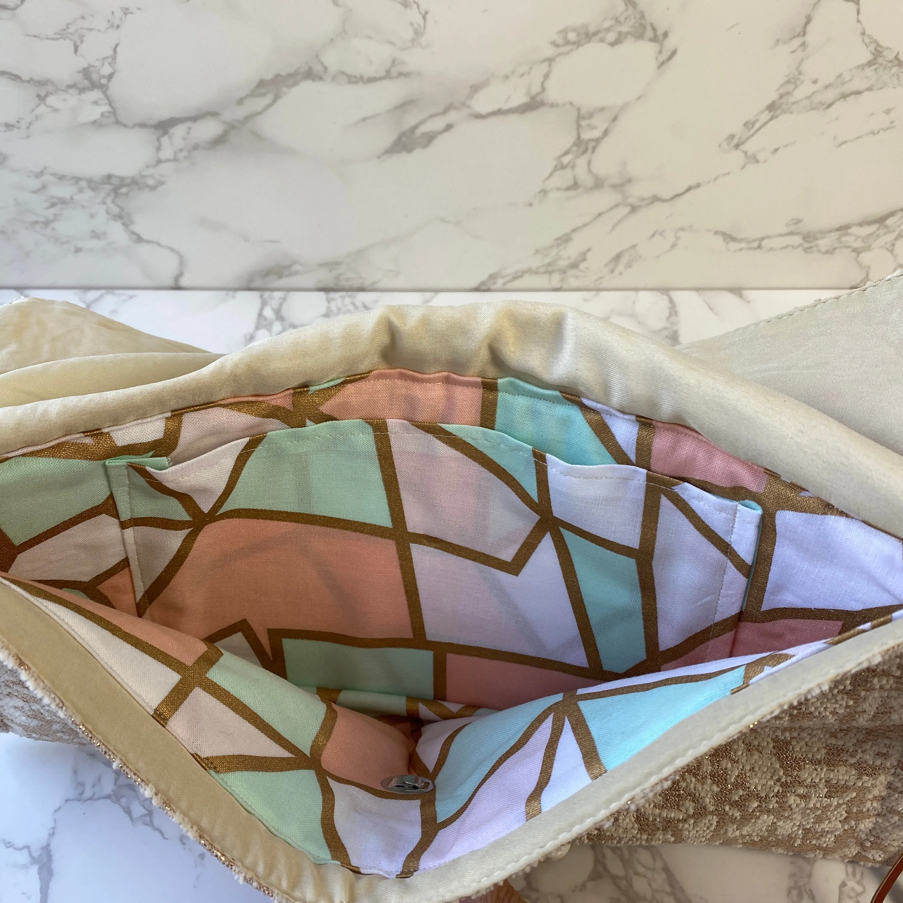 Cream and Rose Hold Handmade Purse Tassel