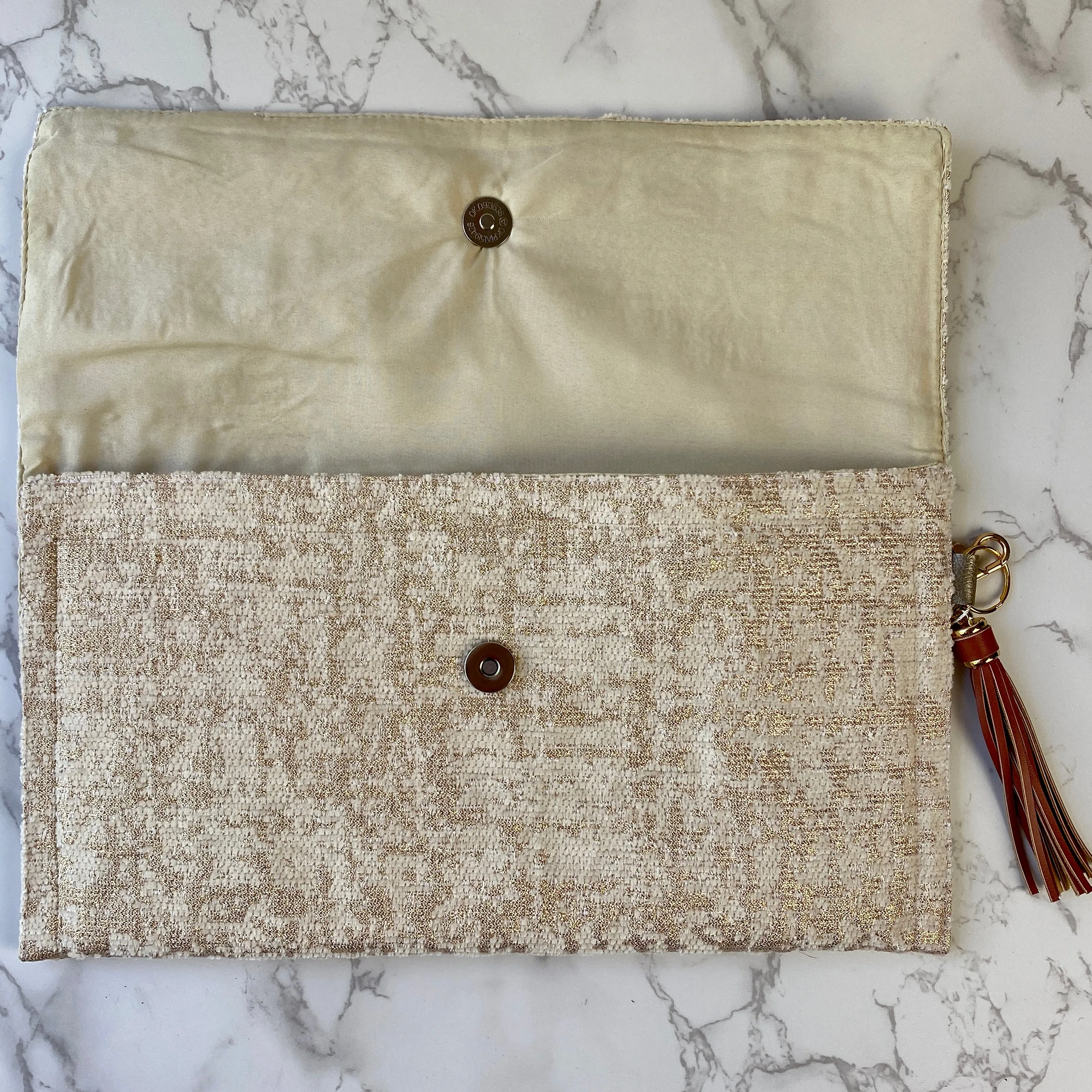 Cream and Rose Hold Handmade Purse Tassel