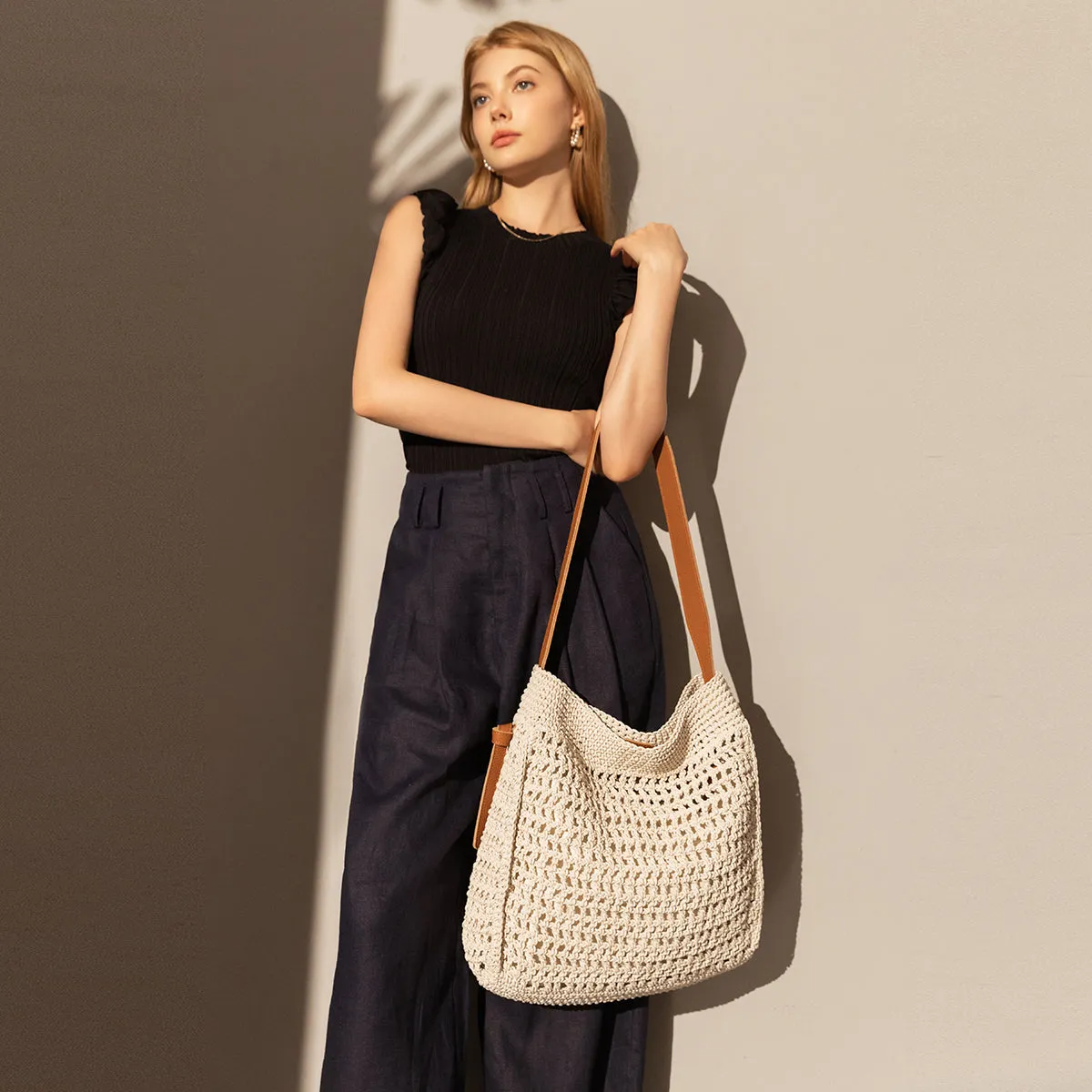 Crochet White Tote Bag