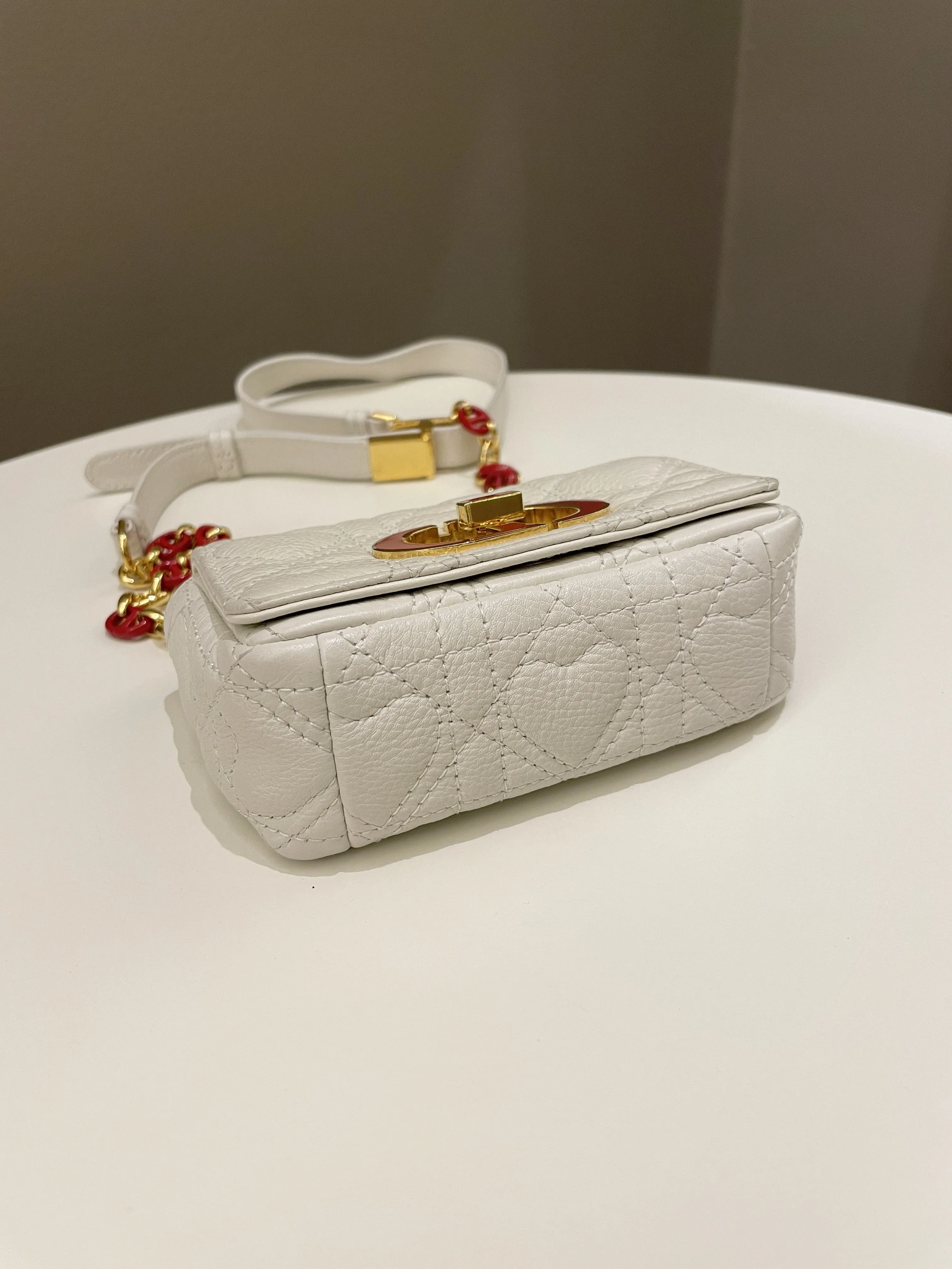 Dior Micro Cannage Caro Bag White Grain Calfskin